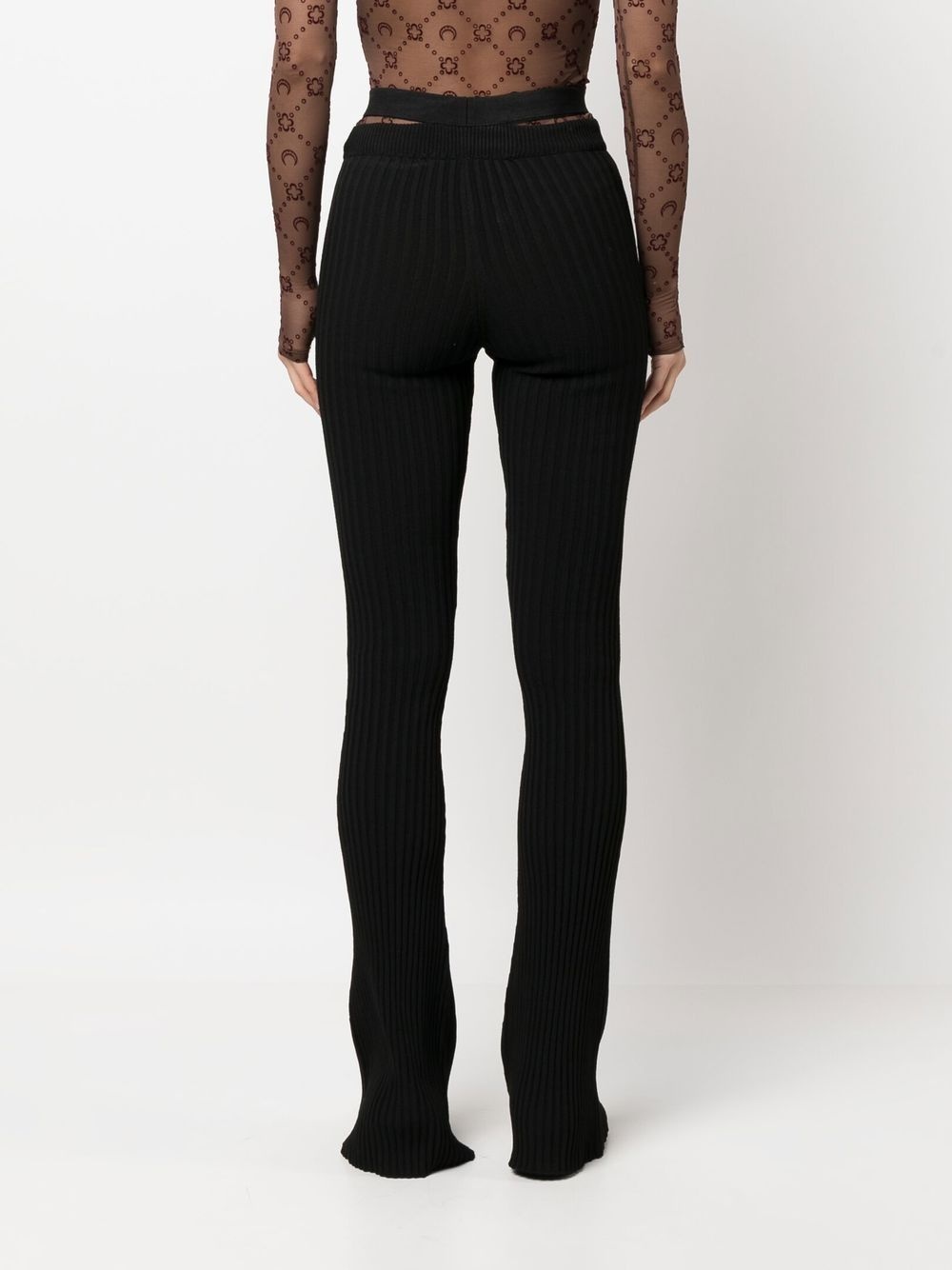 cut-out ribbed-knit trousers - 4