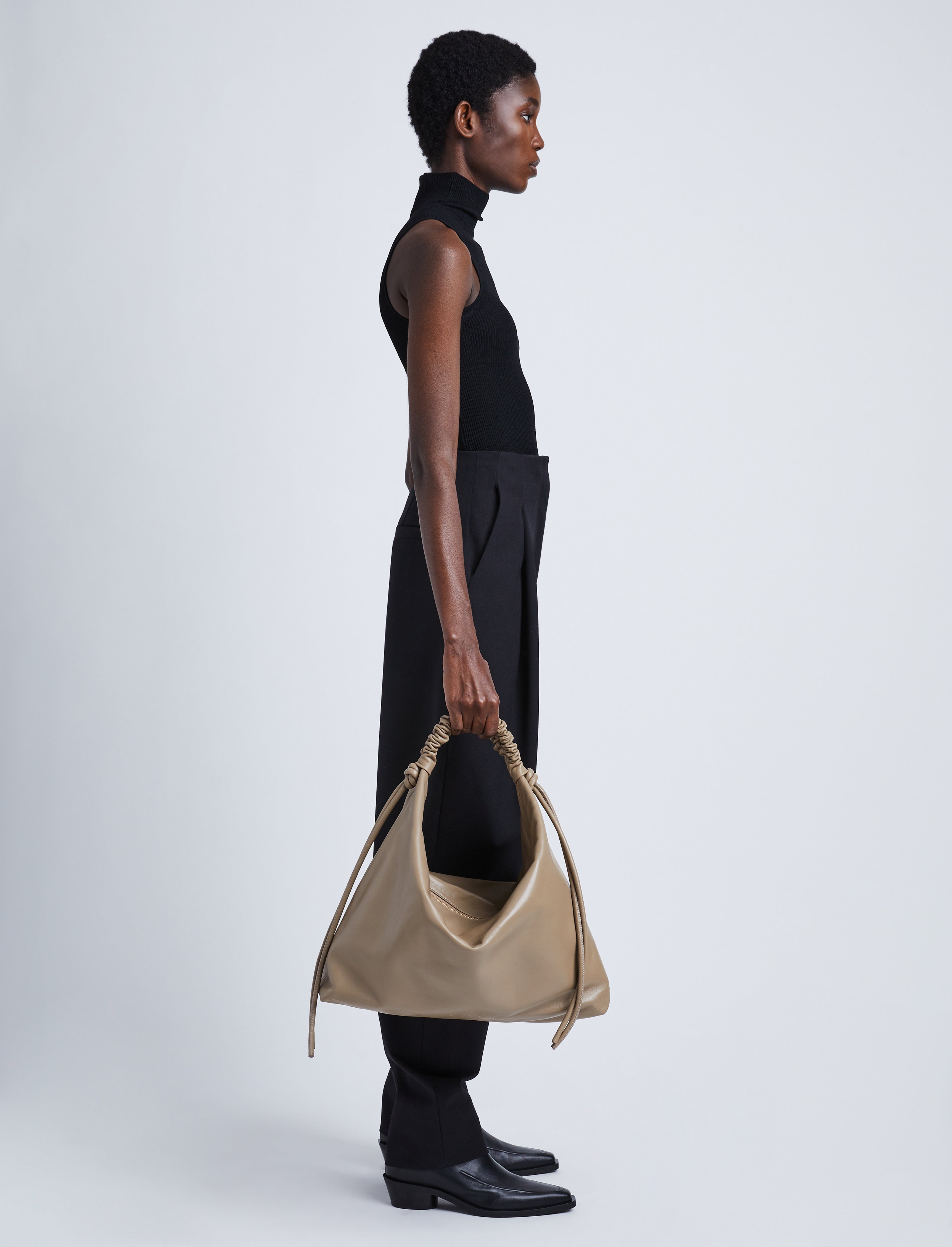 Large Drawstring Shoulder Bag - 6