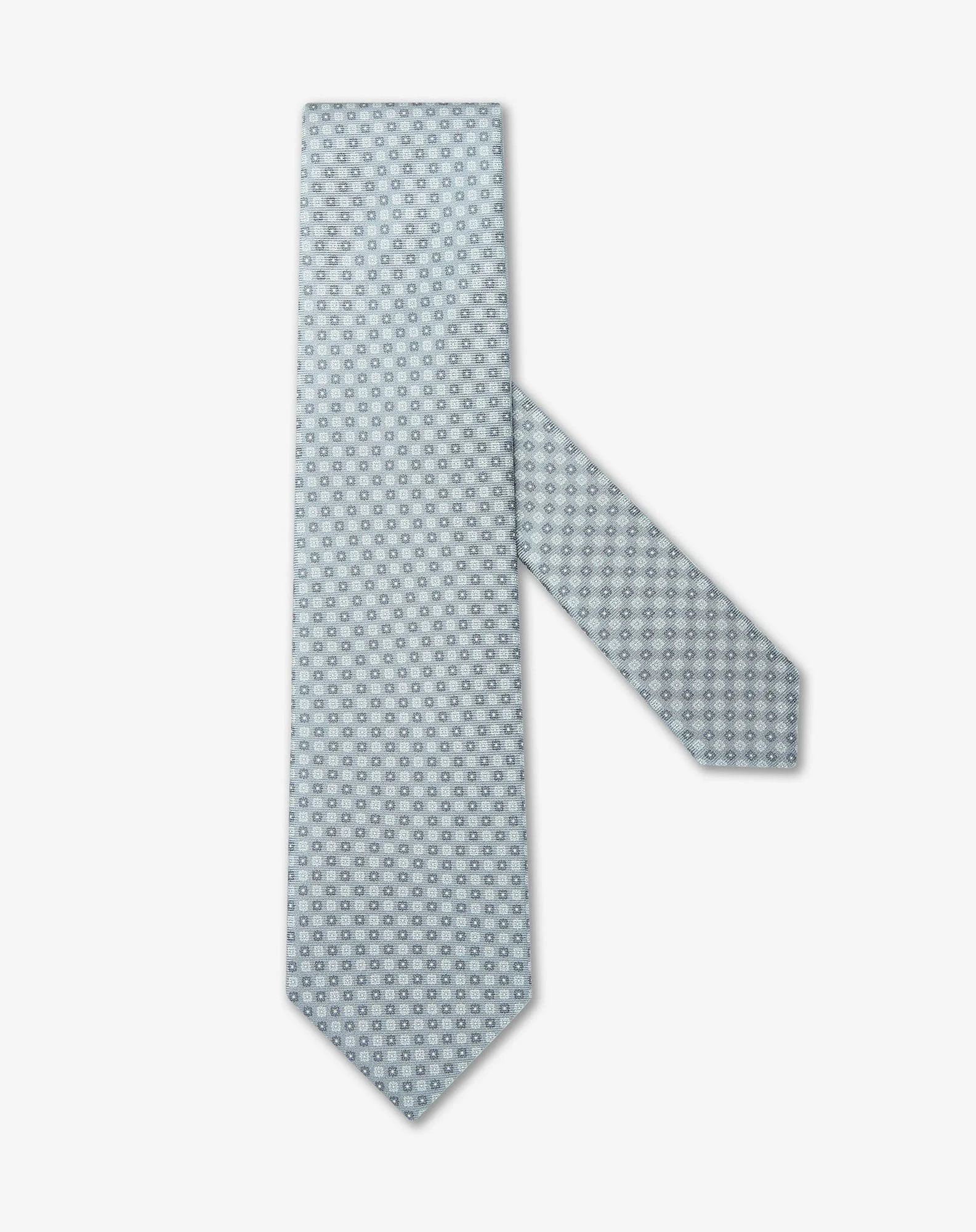 Sea green pure silk tie with a micro floral pattern - 1