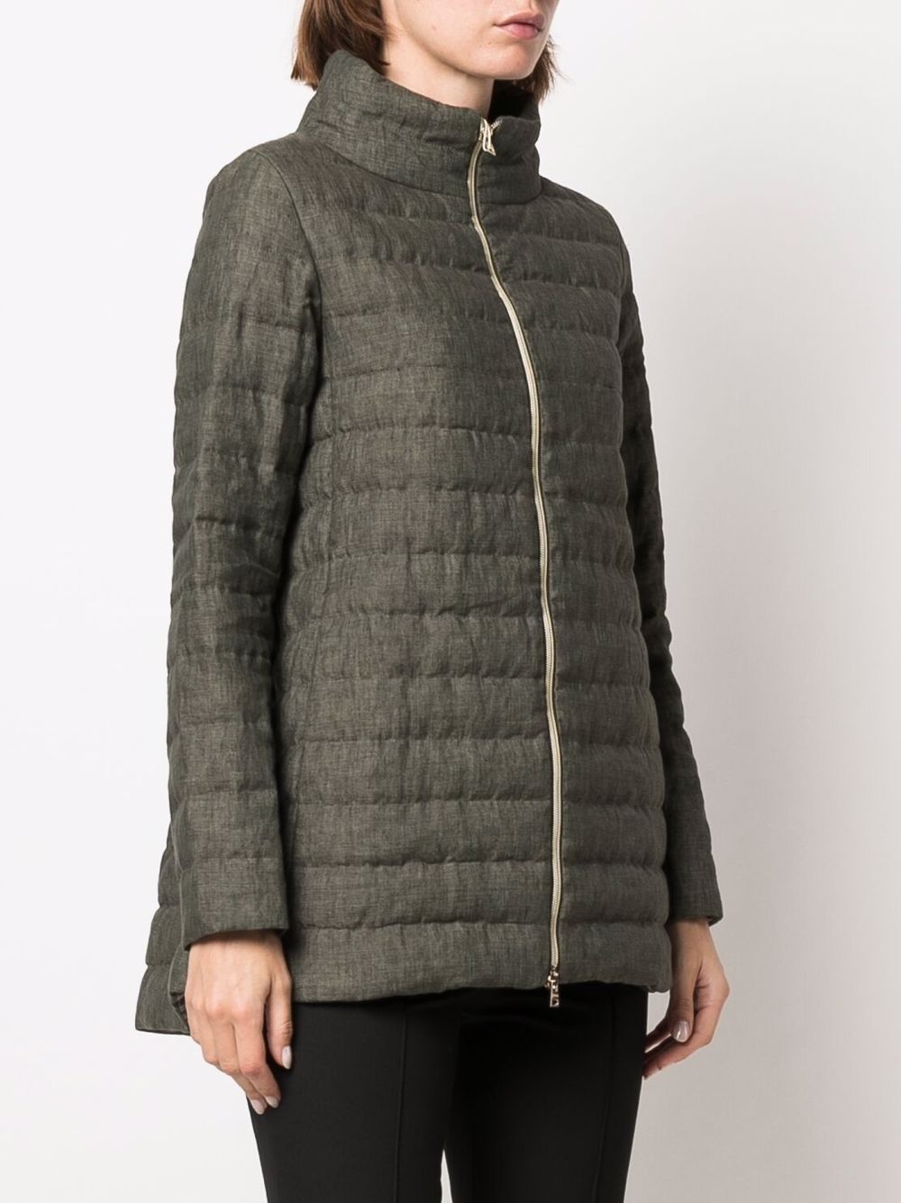 zip-up linen padded coat - 3