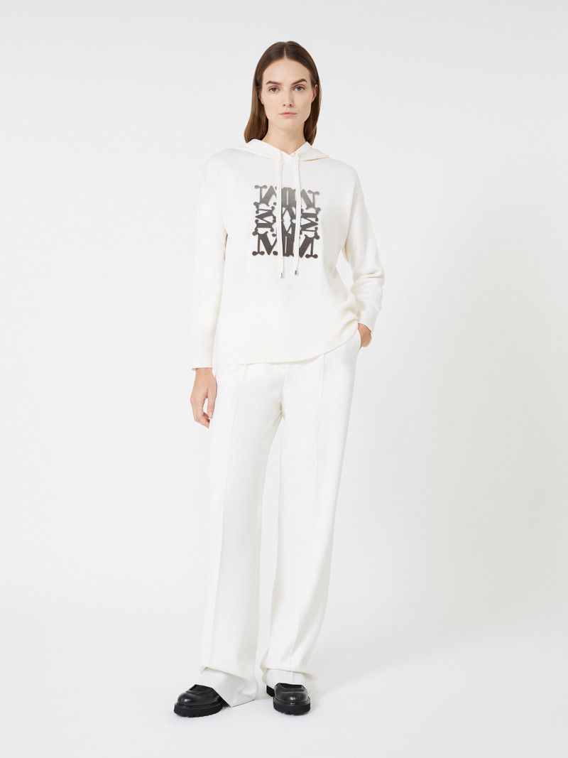 Max Mara TADDEO Oversized wool sweatshirt with embroidery outlook