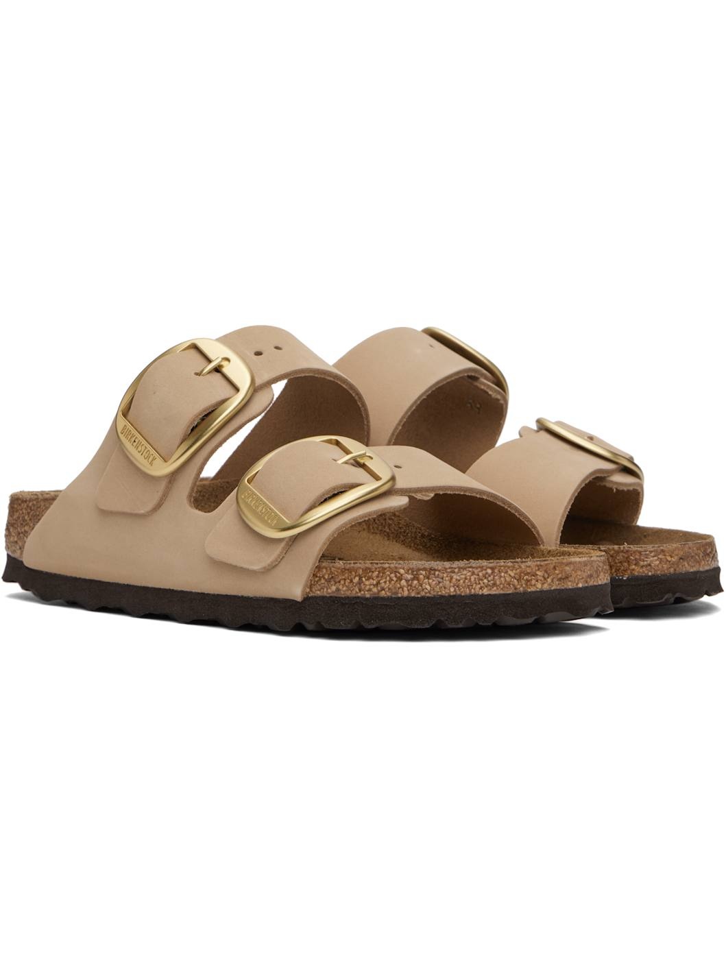 Beige Narrow Arizona Big Buckle Sandals - 4