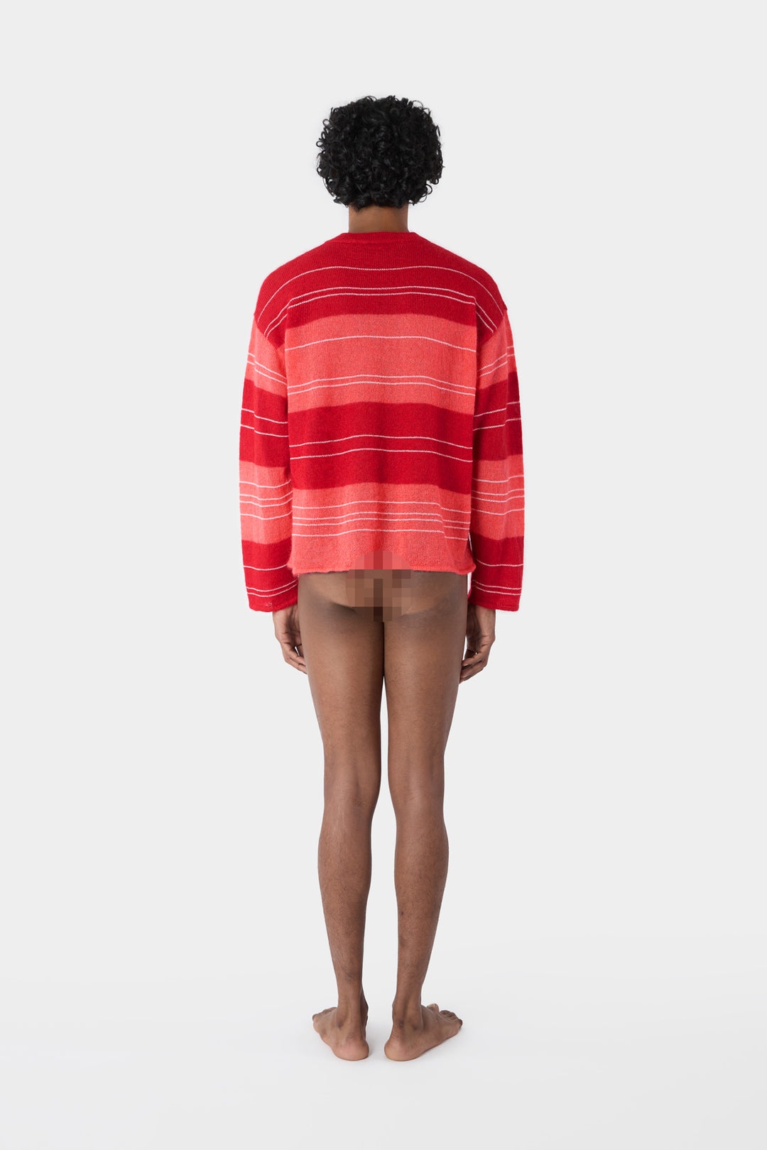 MOHAIR CREWNECK JUMPER / red & pink stripes - 8