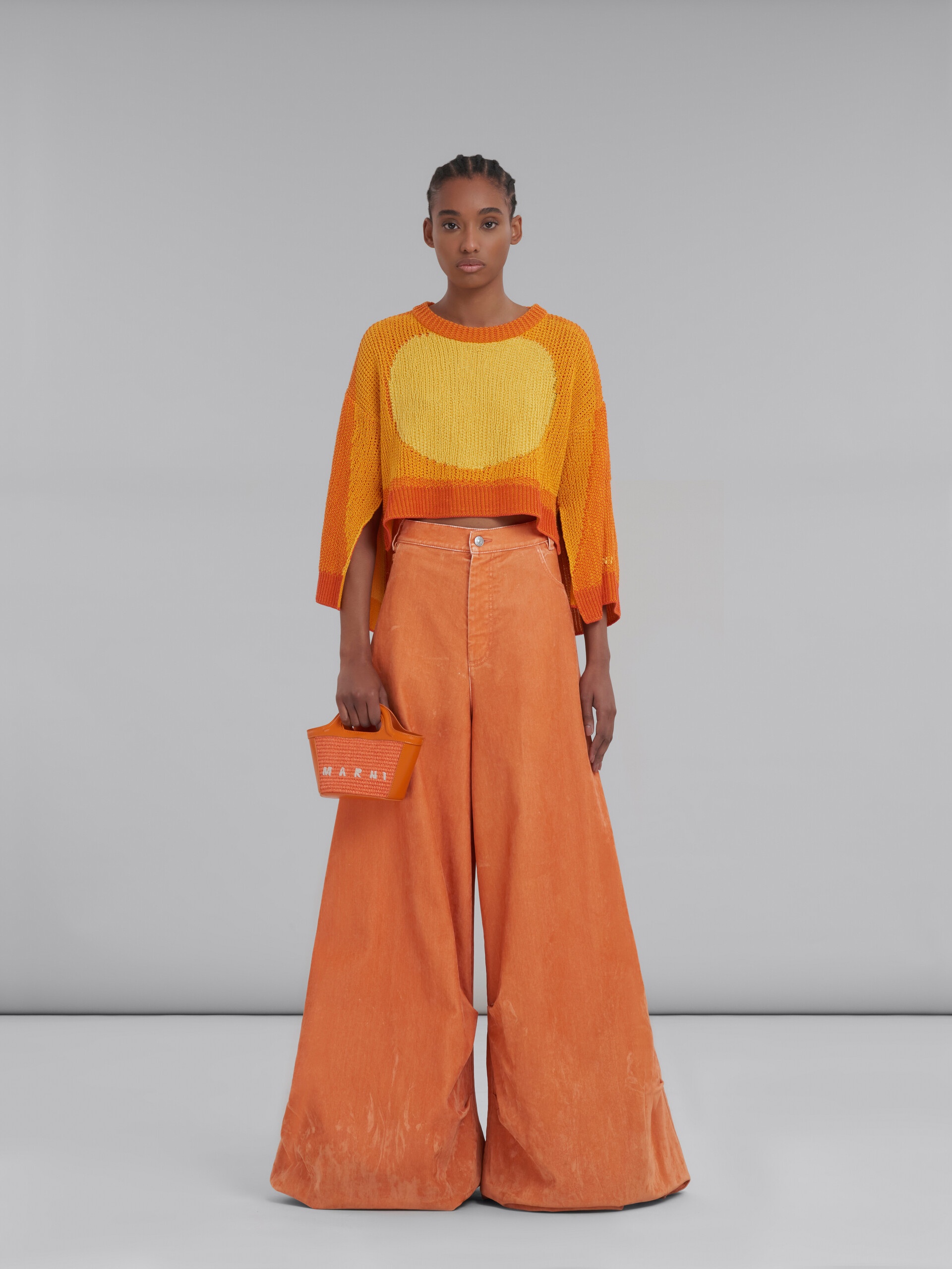 TROPICALIA MICRO BAG IN ORANGE LEATHER AND RAFFIA - 2