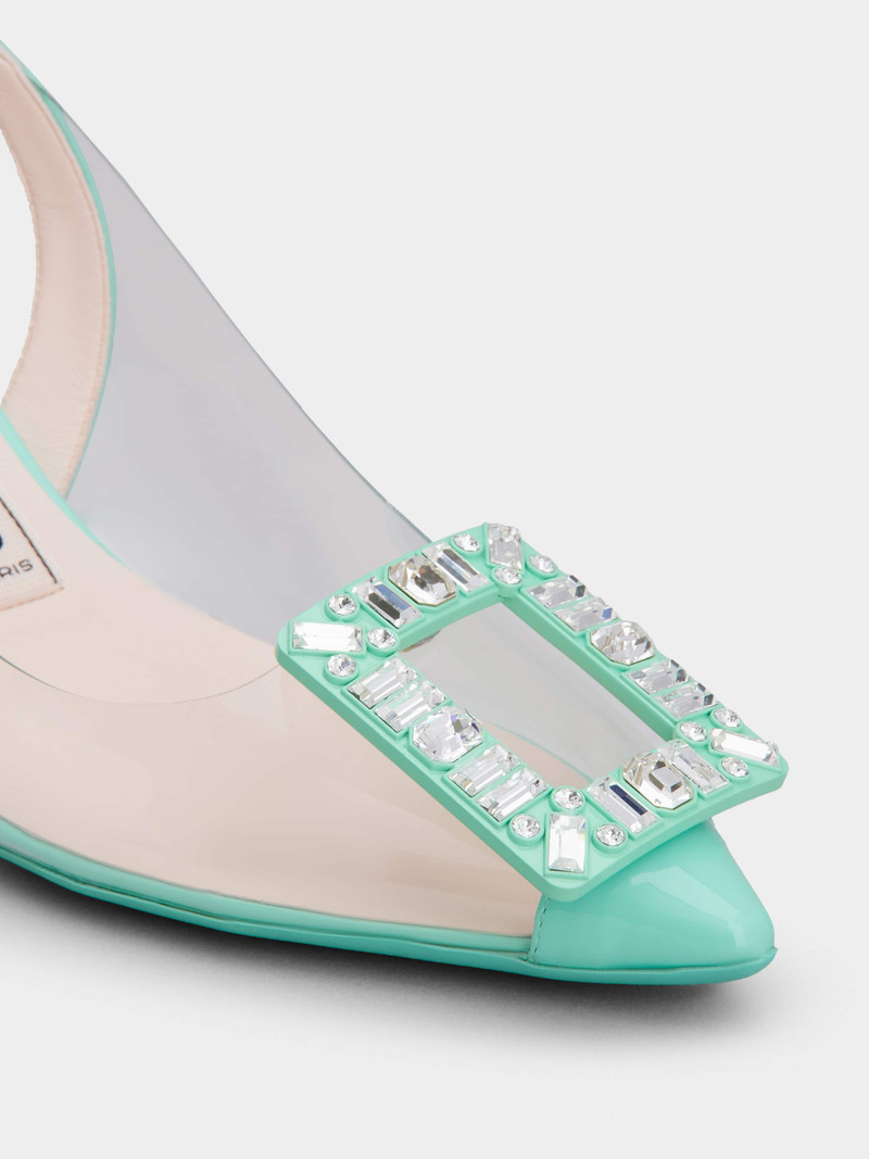 Virgule Strass Buckle Slingback Pumps in PVC 3