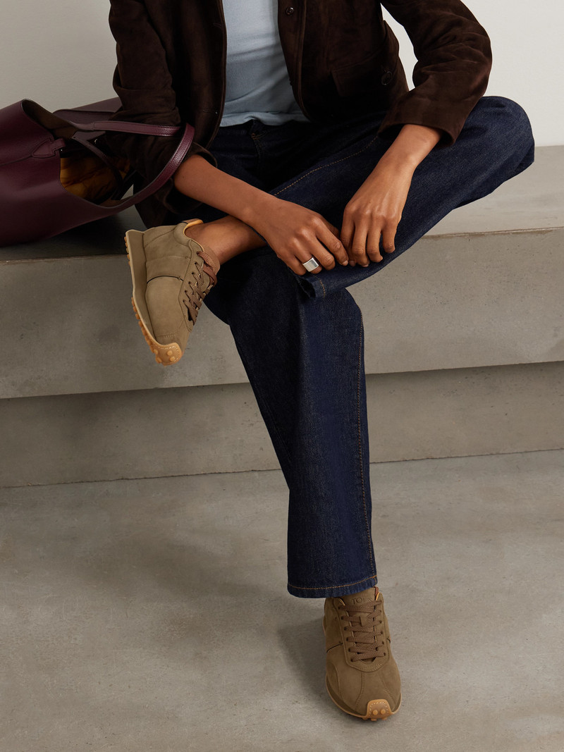 Tod's Sportivo Active Leather-trimmed Suede Sneakers outlook