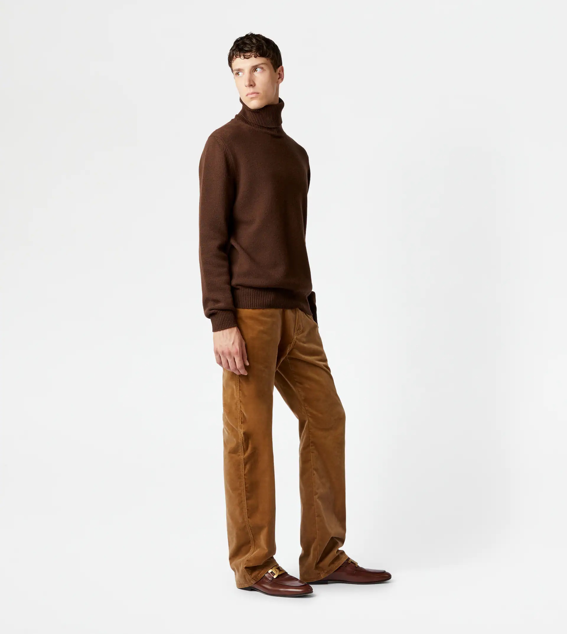 TOD'S CASHMERE BLEND TURTLENECK - BROWN - 4