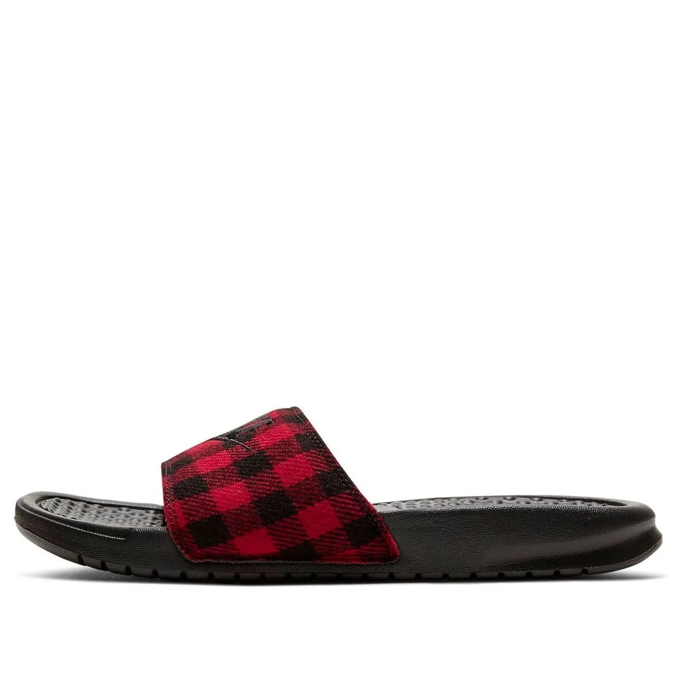 (WMNS) Nike Benassi Jdi SE Plaid Splicing Red Black Slippers 'Red Black' CK0626-001 - 1
