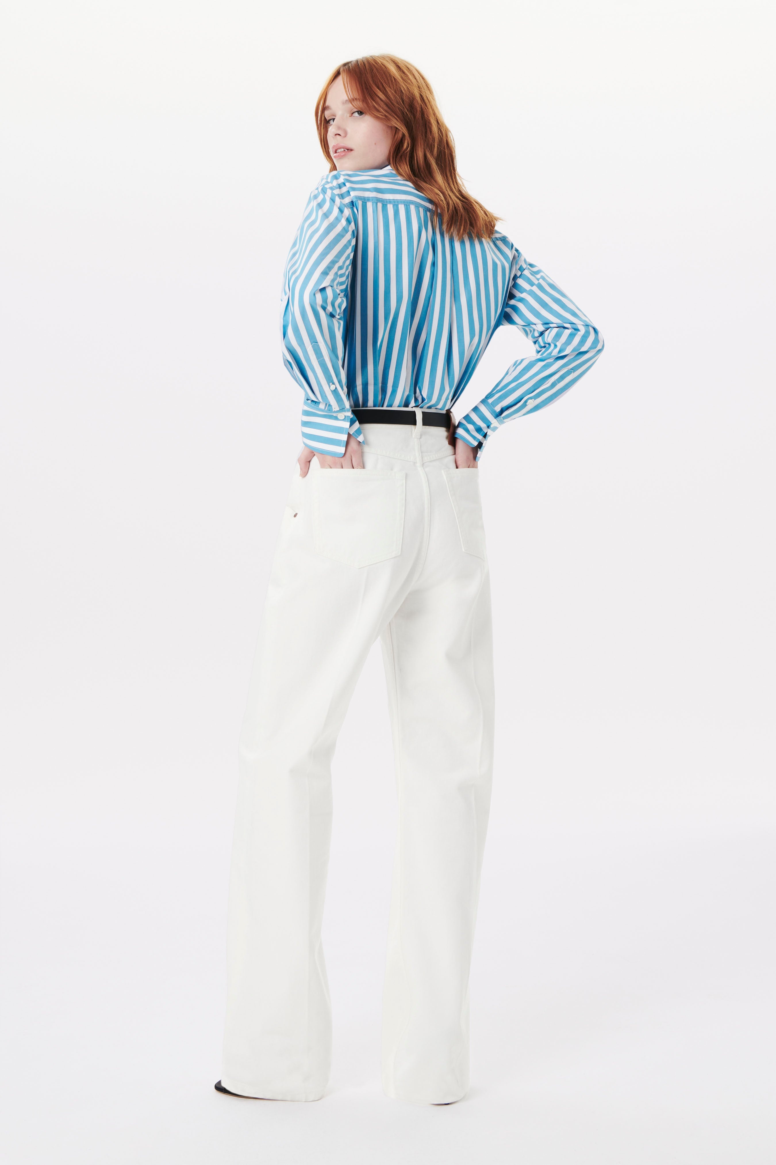 Oversized Men's Shirt in Teal-White - 5