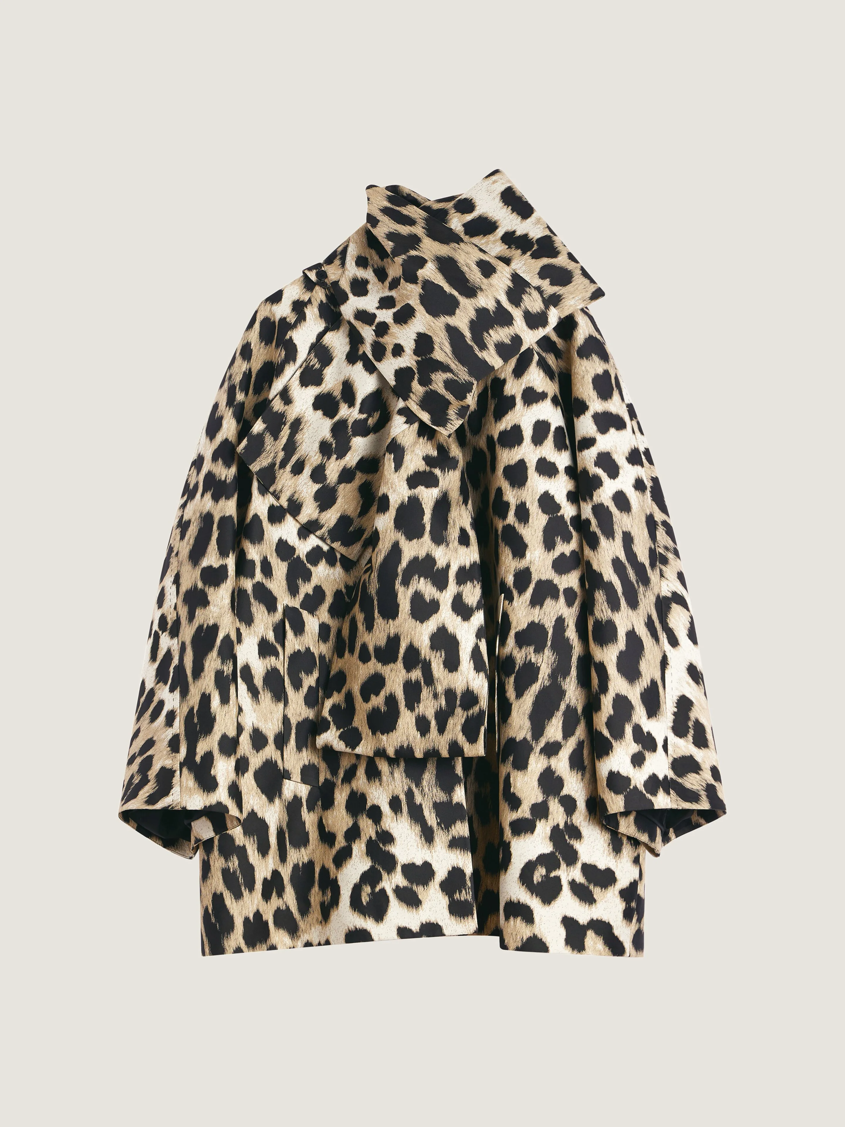COCOON COAT IN LEOPARD JACQUARD WITH SCARF - 1