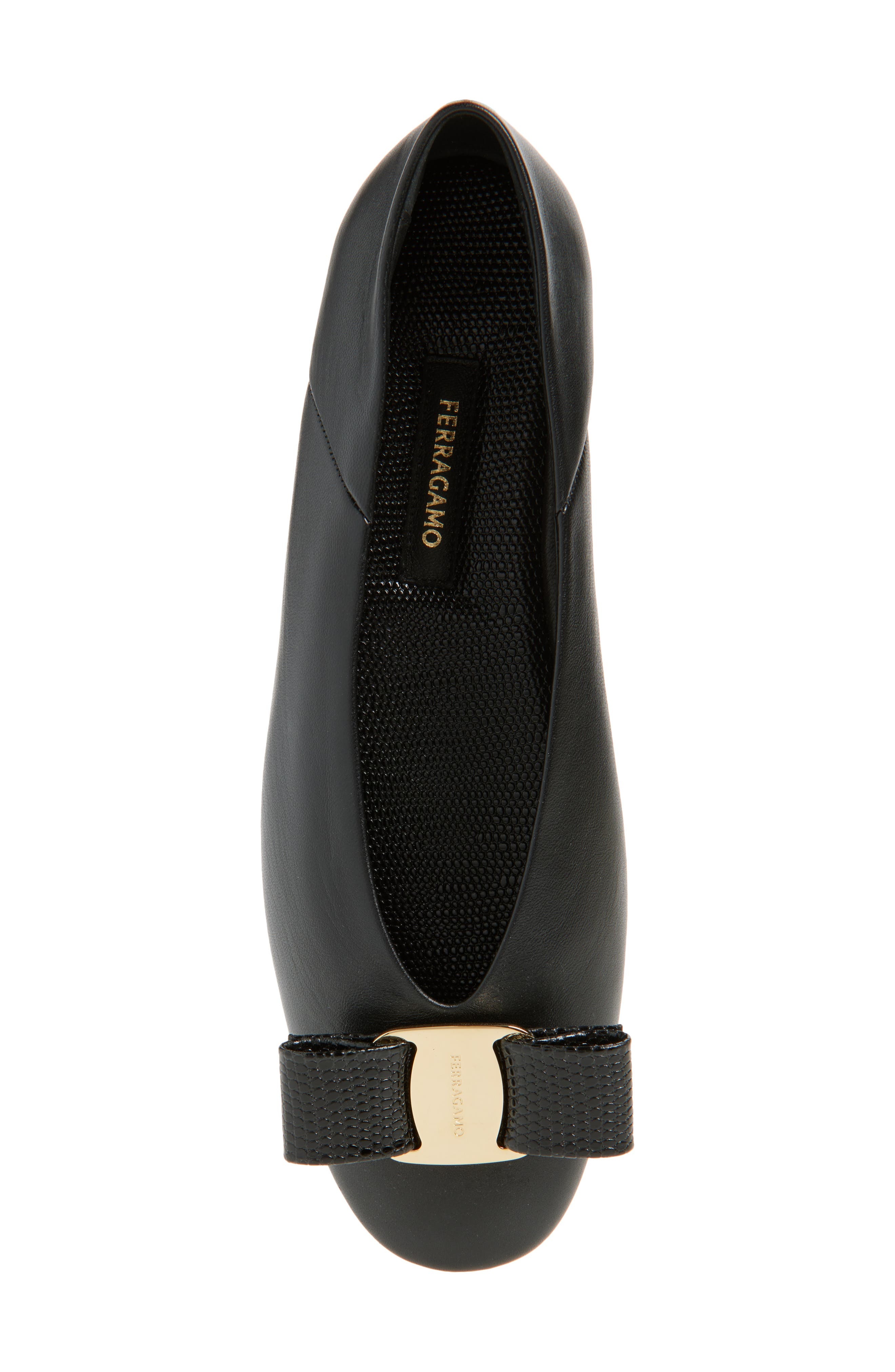 FERRAGAMO Vanna Bow Ballet Flat in Nero at Nordstrom - 4