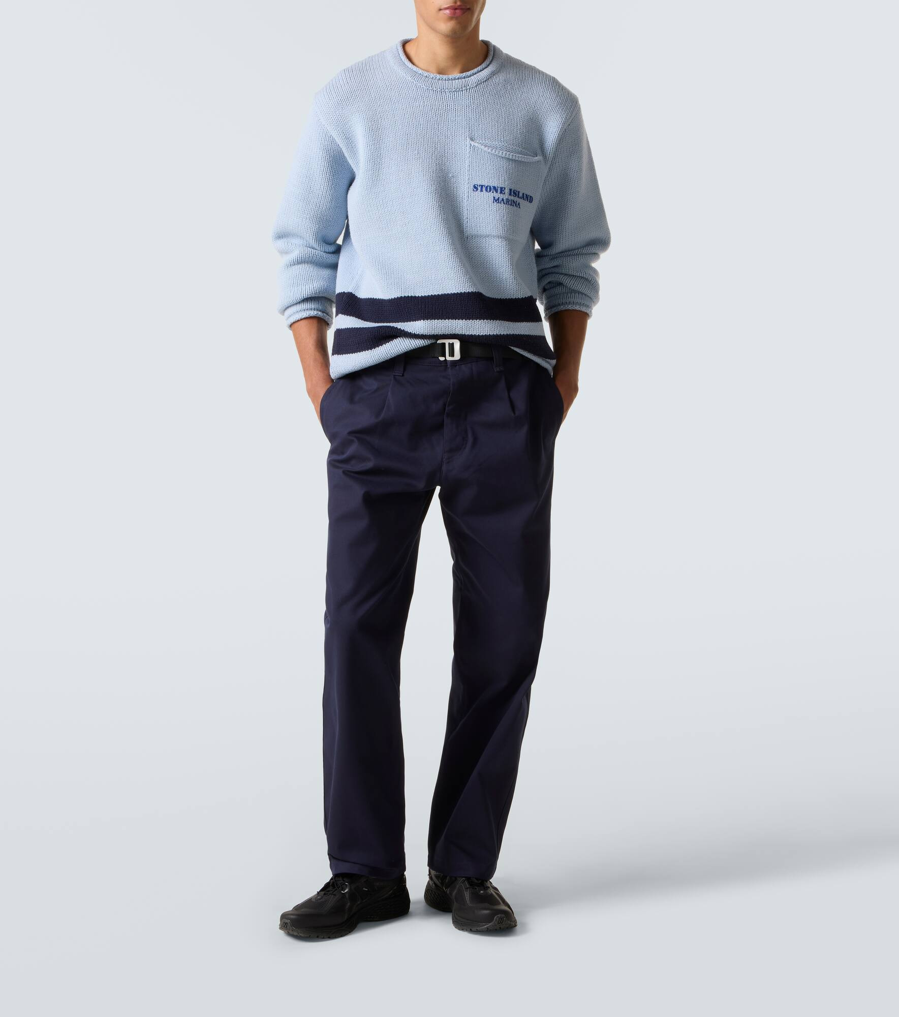Belted gabardine straight pants - 2