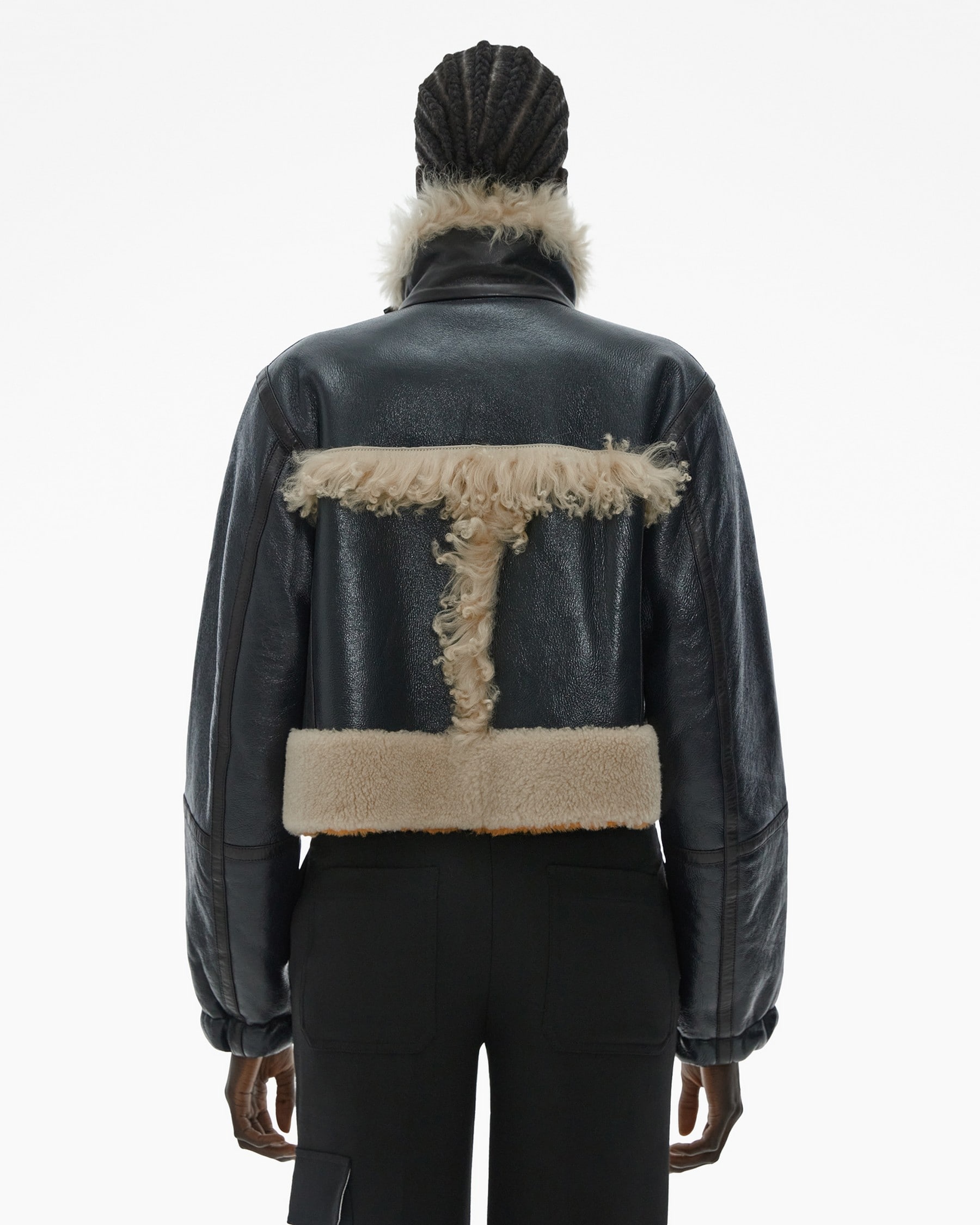 RIBBED SHEARLING AVIATOR JACKET - 4