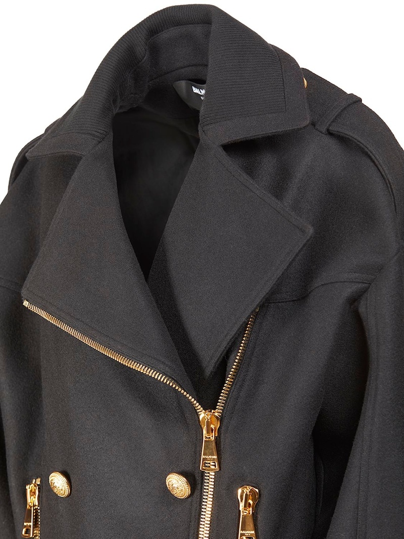 Oversize boiled wool zip short coat - 4
