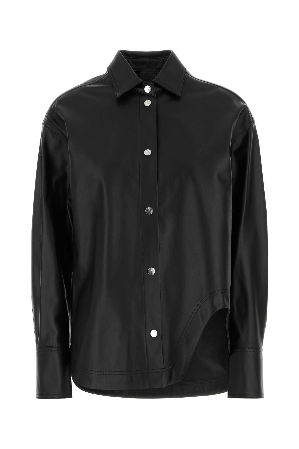 The Attico Women Black Leather Eliza Shirt - 1