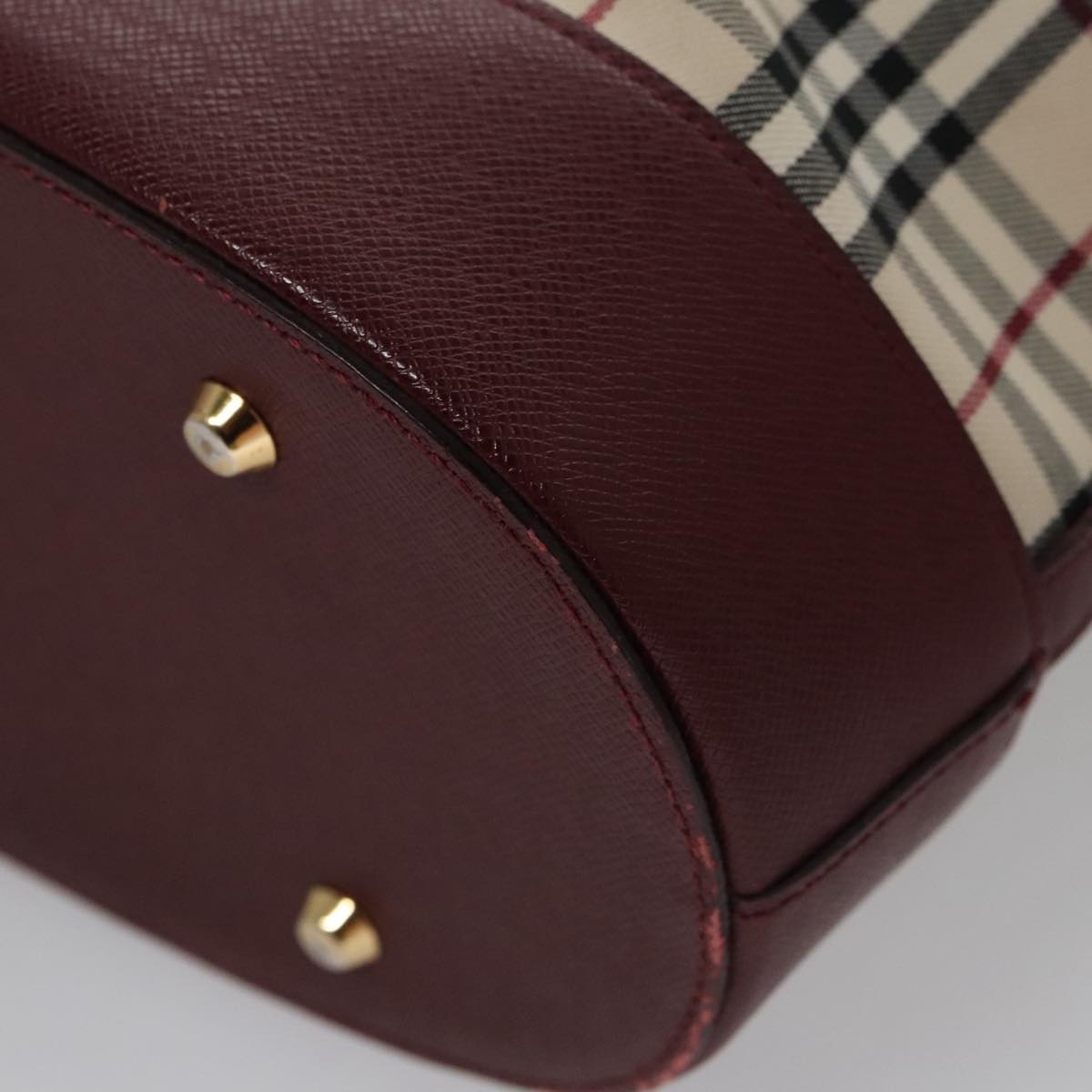 Burberry Nova Check Tote Bag Canvas Leather Gold Beige - 15