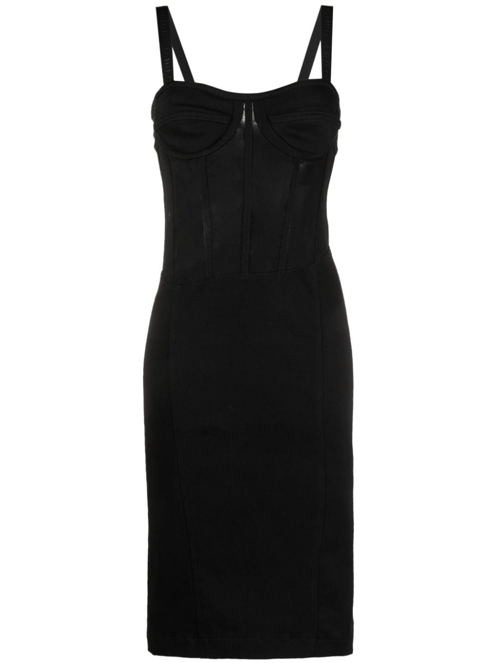 logo-strap bustier midi dress - 1