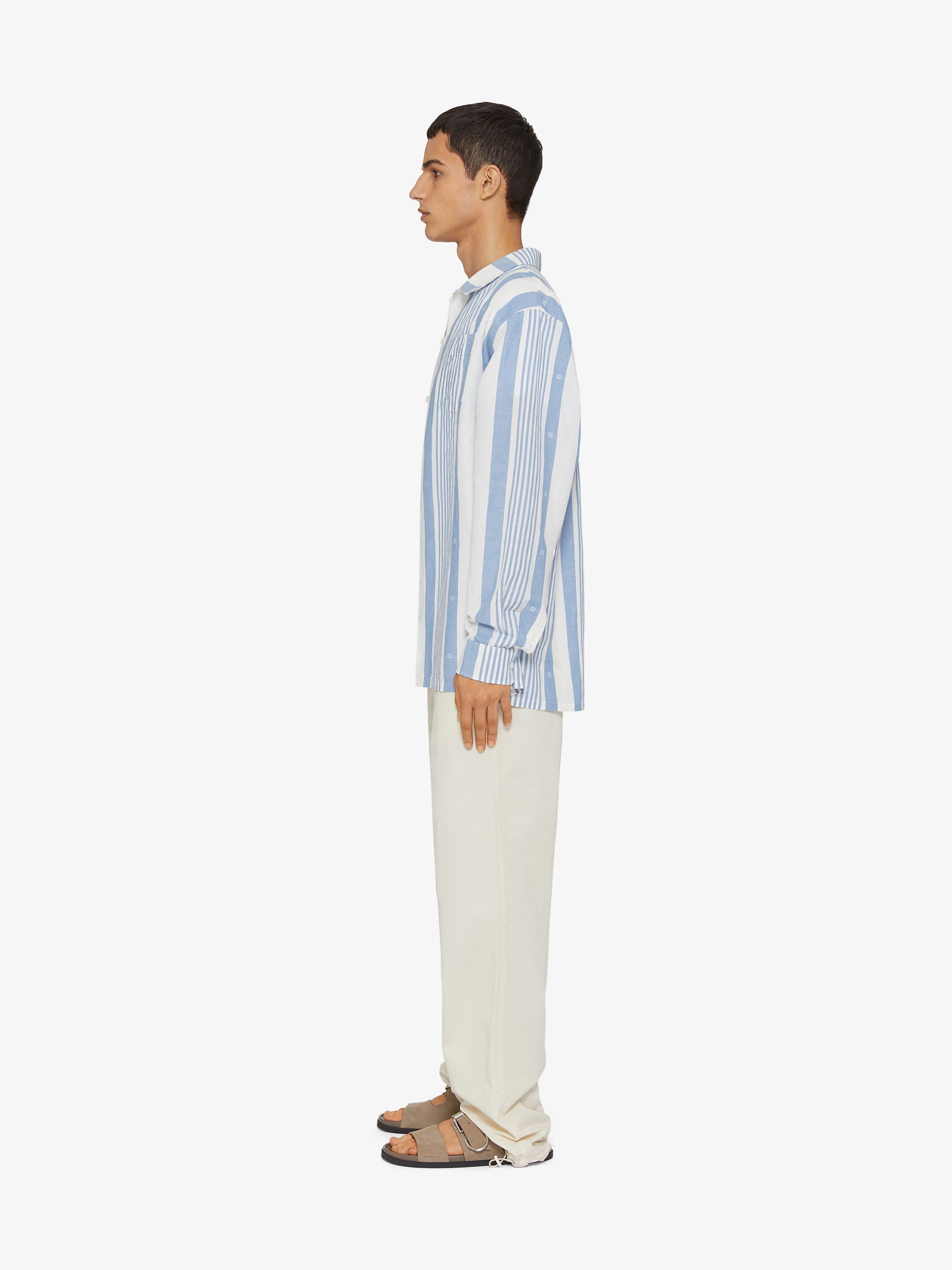 SHIRT IN LINEN WITH 4G STRIPES - 3