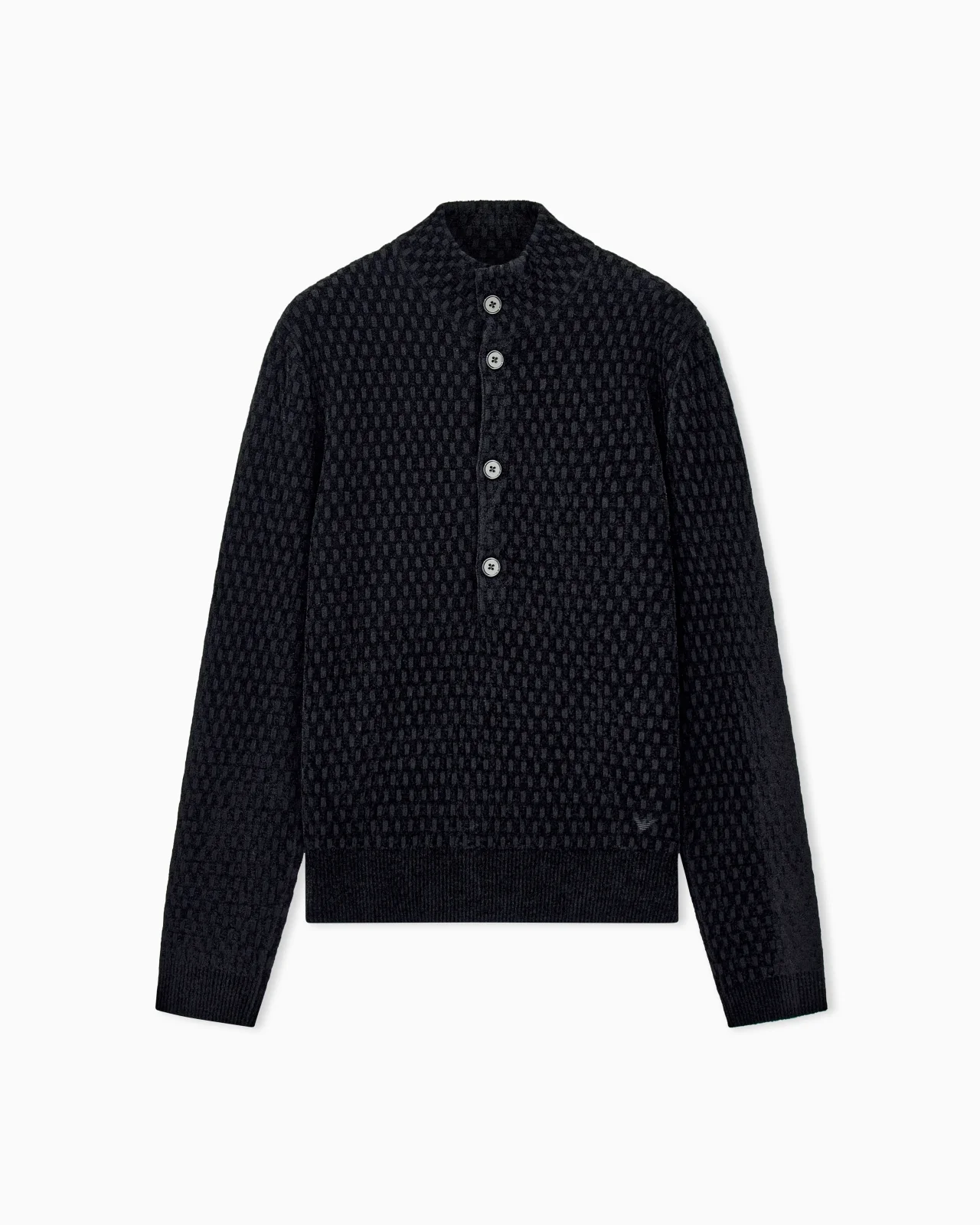 SIGNATURE CAPSULE TEXTURED VIRGIN WOOL BUTTONED SWEATER - 1
