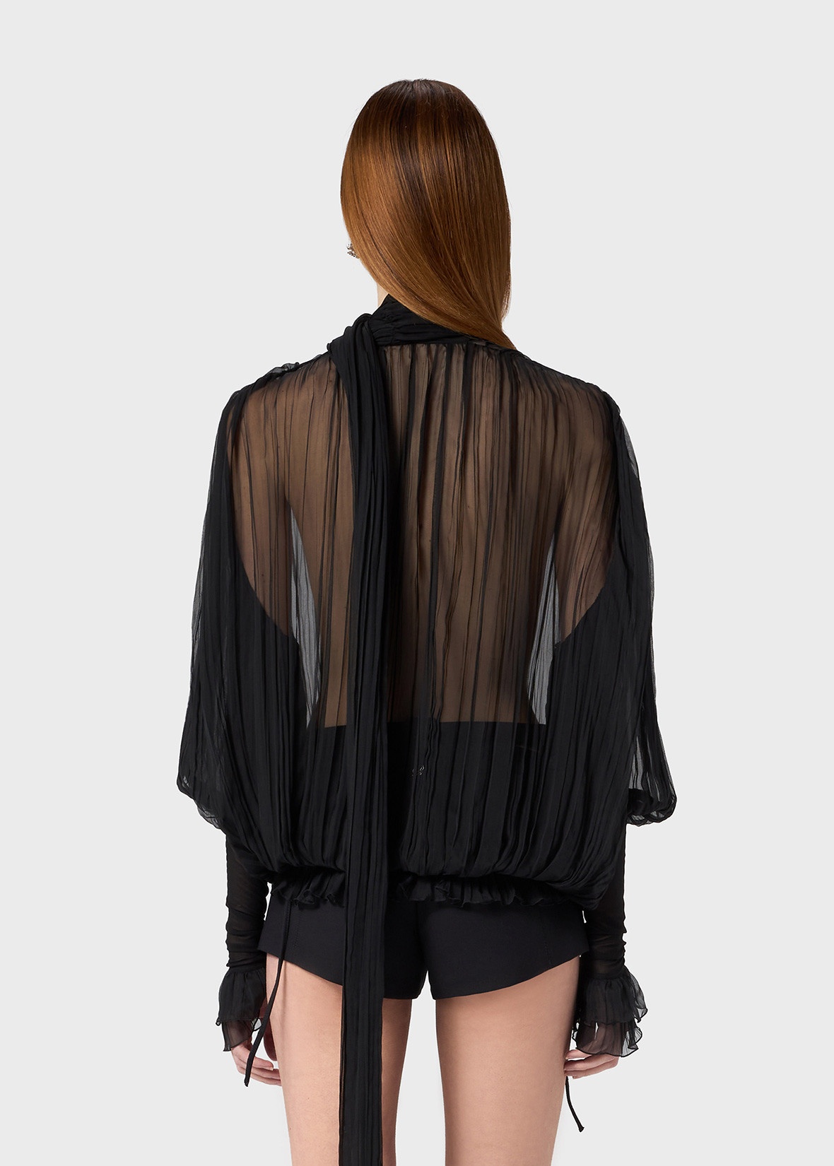 PLEATED BLOUSE IN SILK CHIFFON - 4