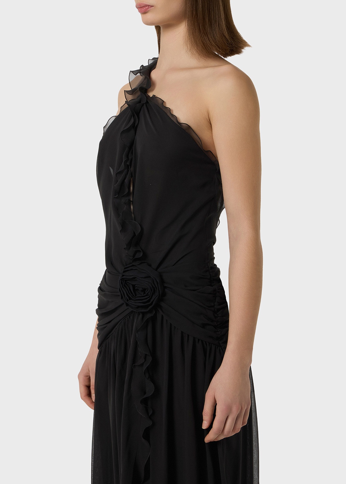 ONE-SHOULDER DRESS IN SILK GEORGETTE - 5