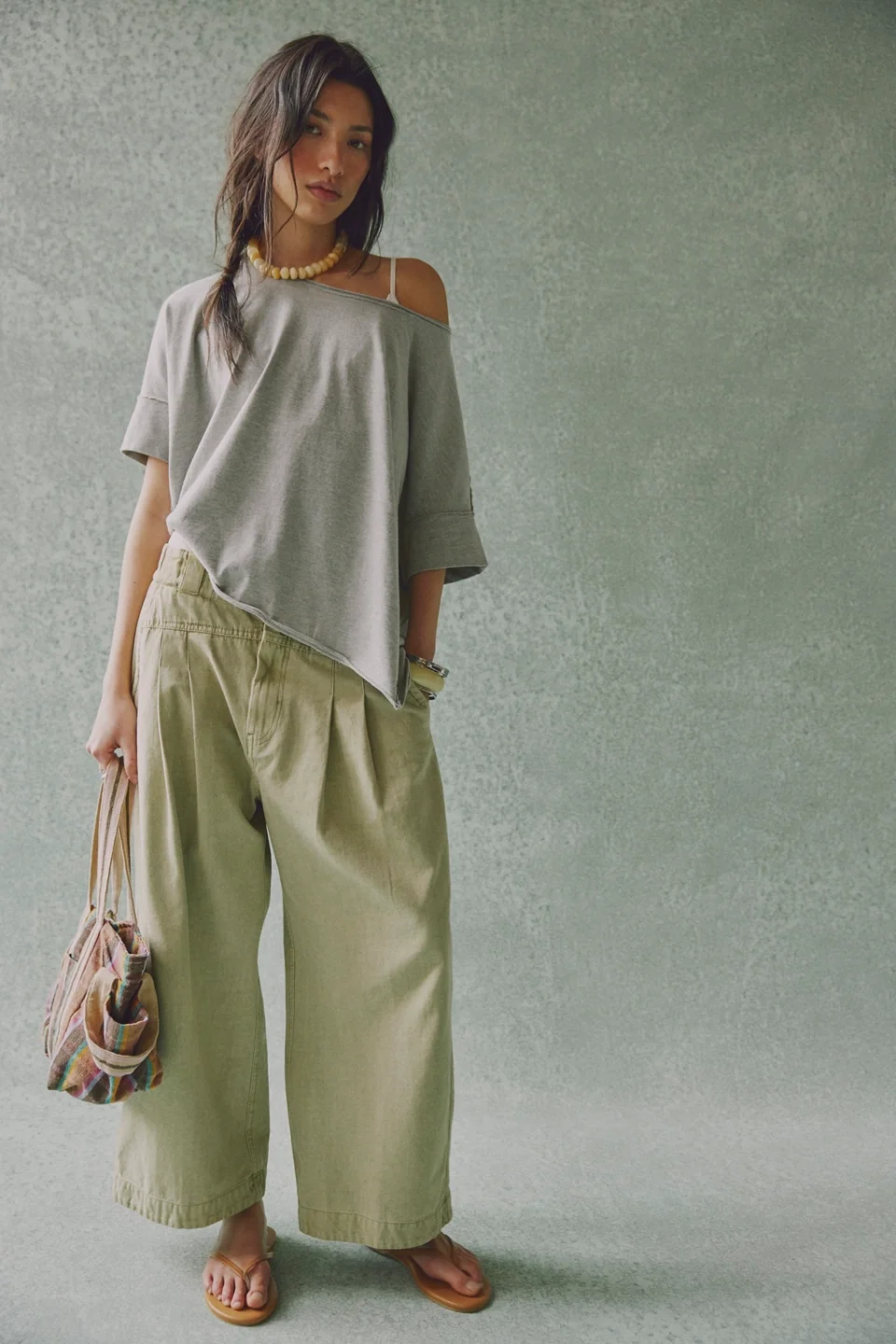 Central Harem Low-Rise Wide-Leg Trousers - 1