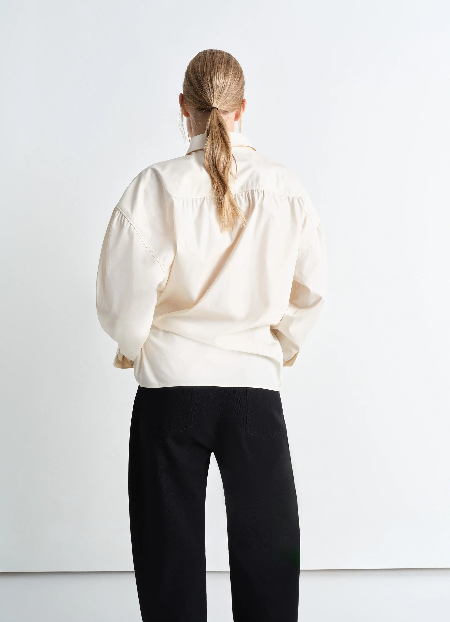 STRAIGHT COLLAR TWISTED SHIRT - 4