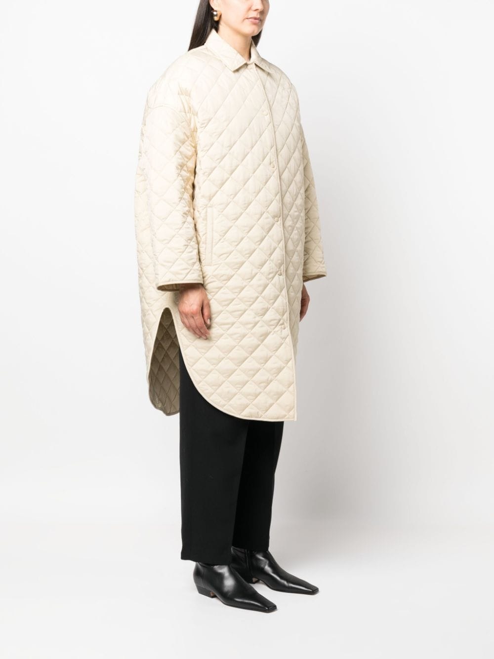 single-breasted quilted coat - 3