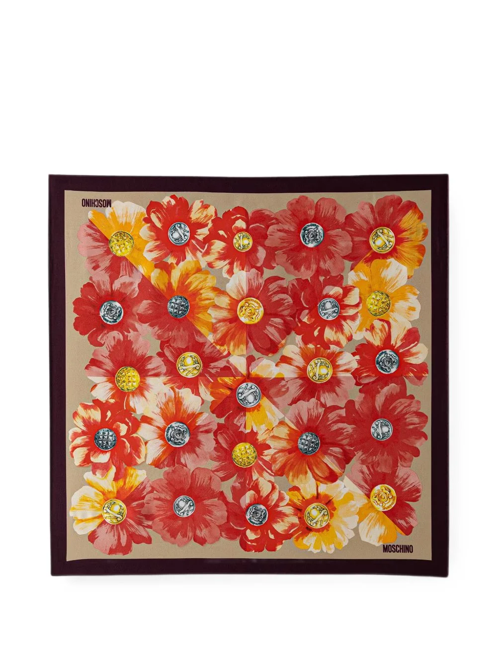 floral-print button-motif scarf - 1