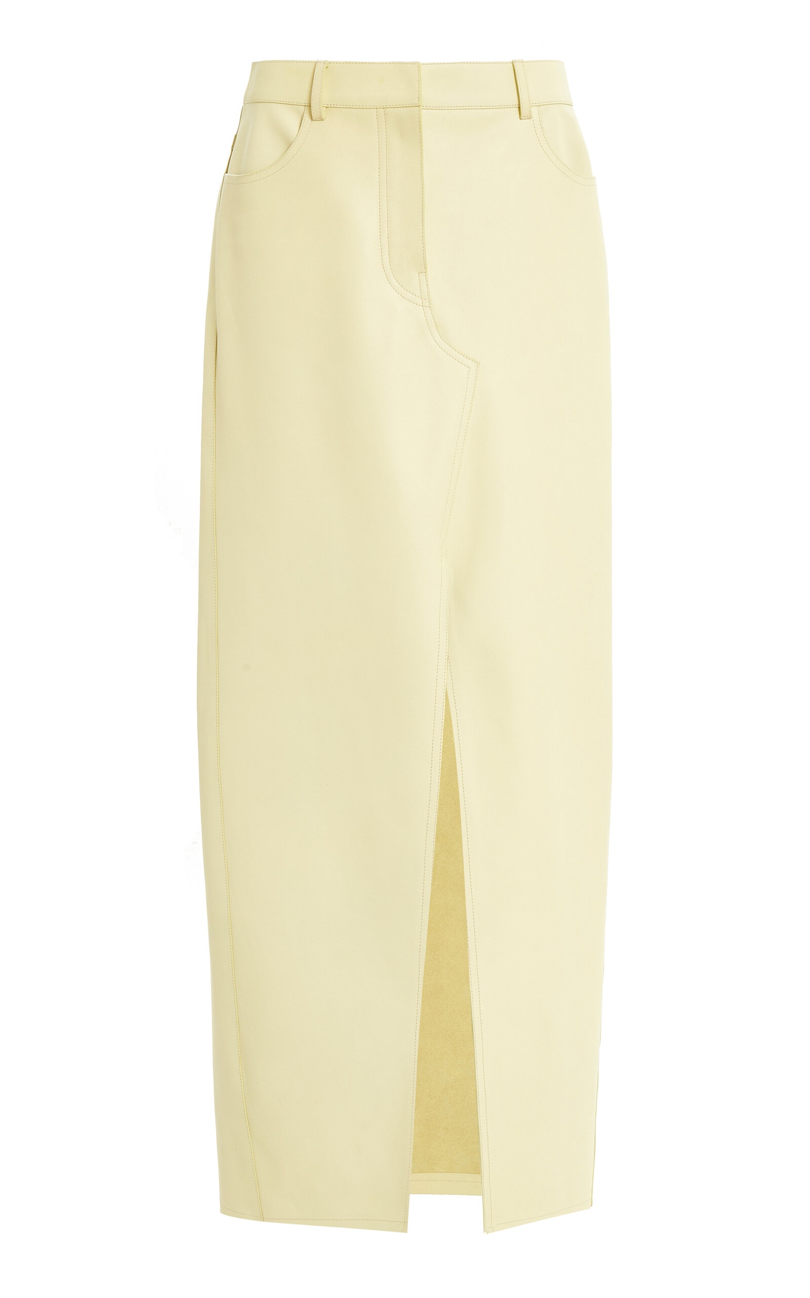 Low-Rise Leather Maxi Skirt yellow - 1