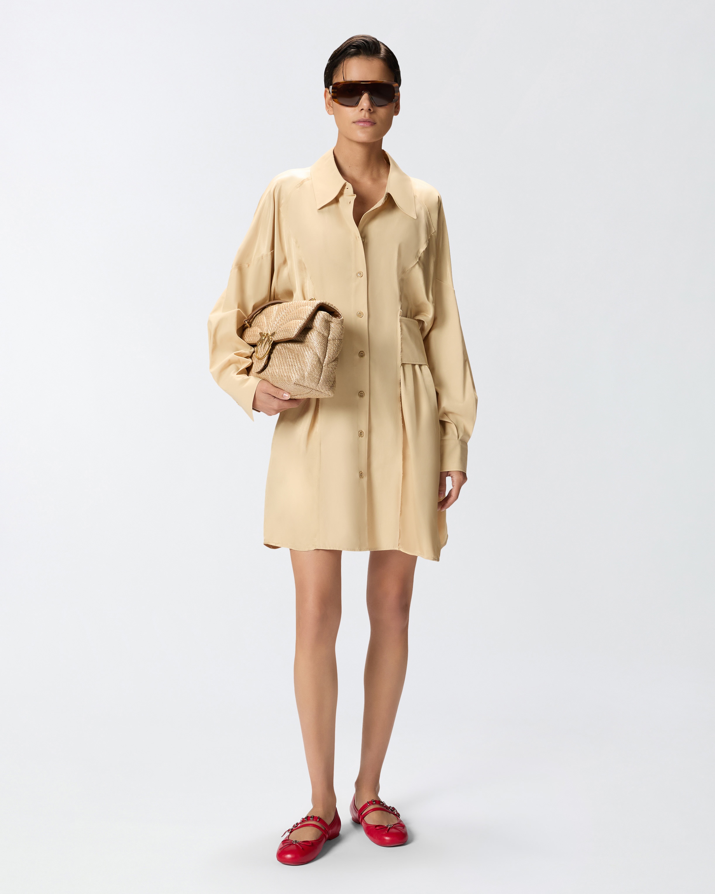 SHORT SHIRT DRESS IN HABOTAI AND COTTON - 2
