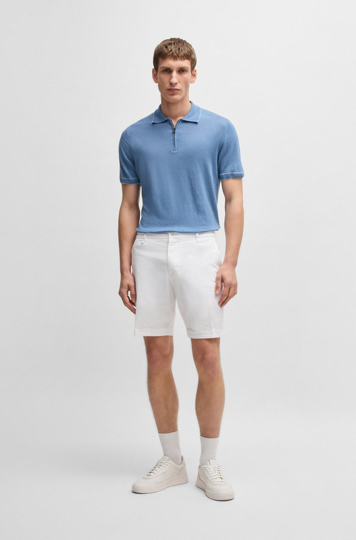 SLIM-FIT SHORTS IN STRETCH-COTTON TWILL - 3