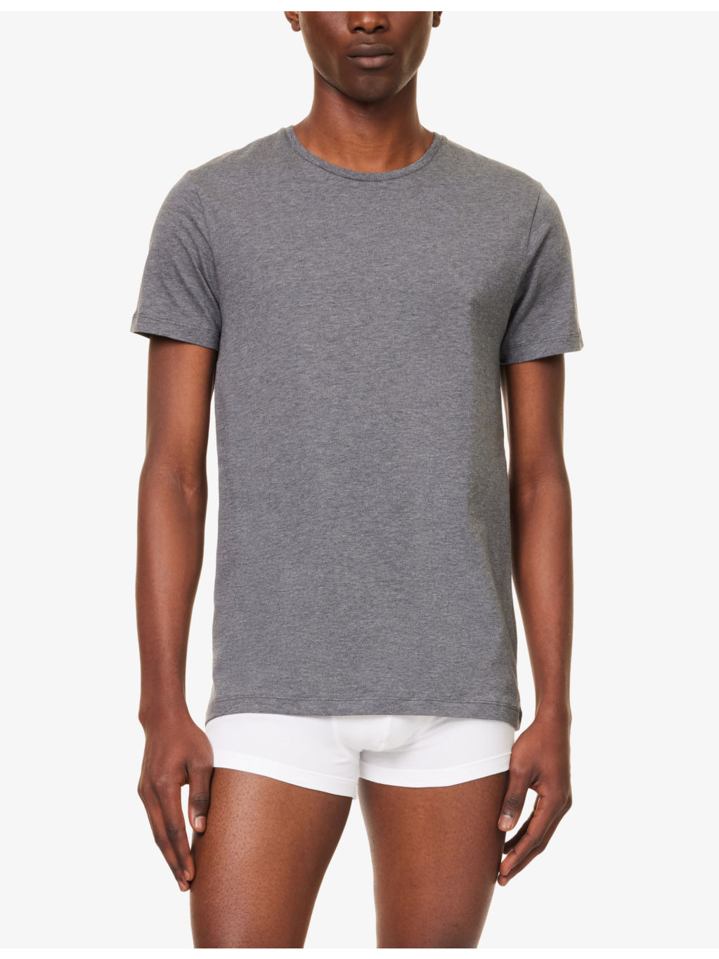 Crewneck ribbed-trim cotton-blend jersey T-shirts pack of two - 2