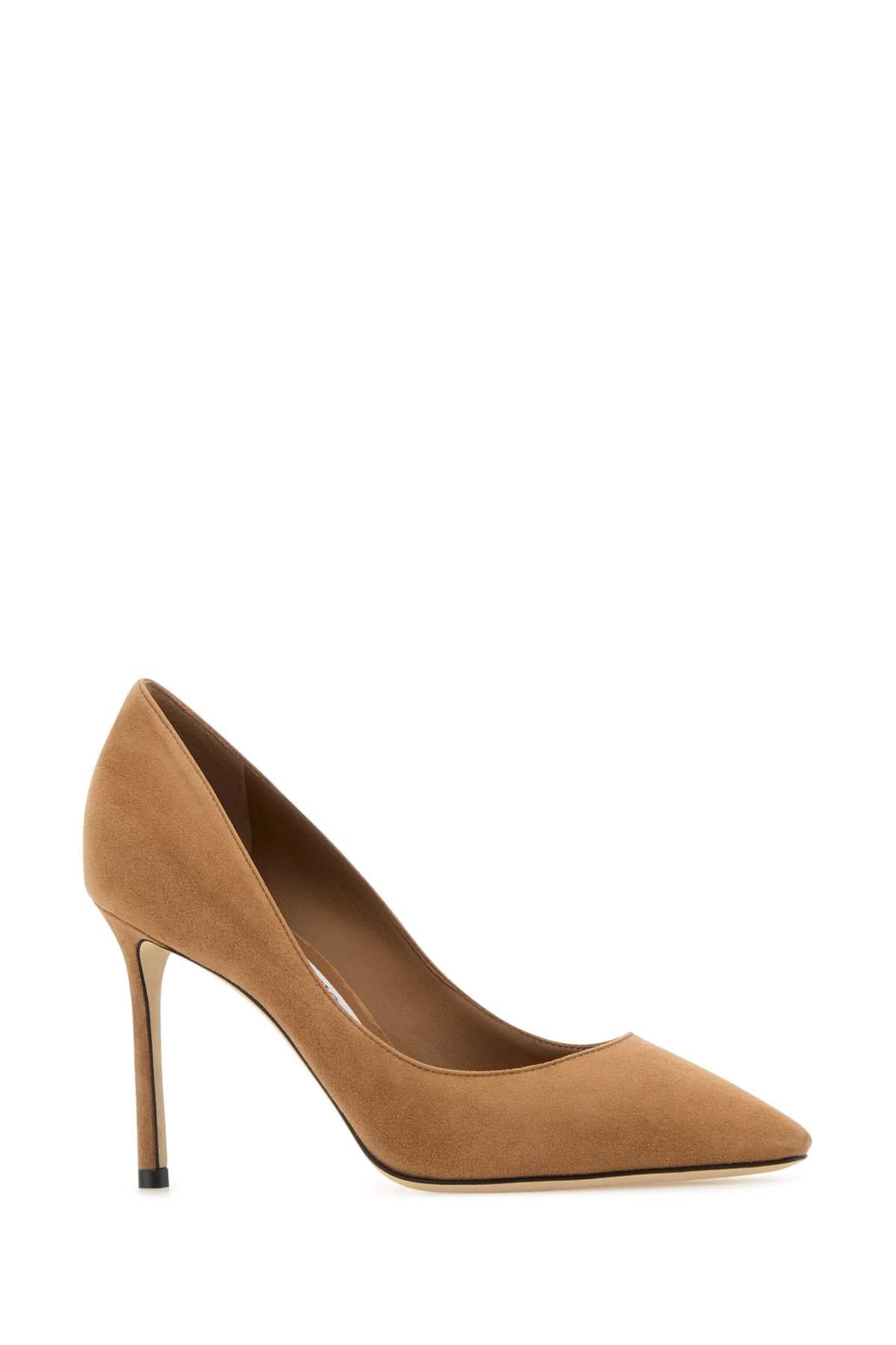 Jimmy Choo Women Camel Suede Romy 85 Pumps - 2