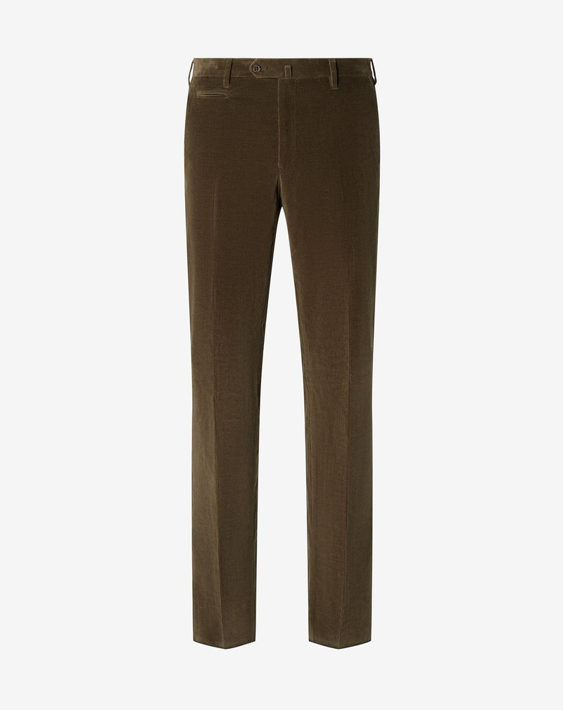 Brown 1500-striped stretch cotton corduroy trousers 1