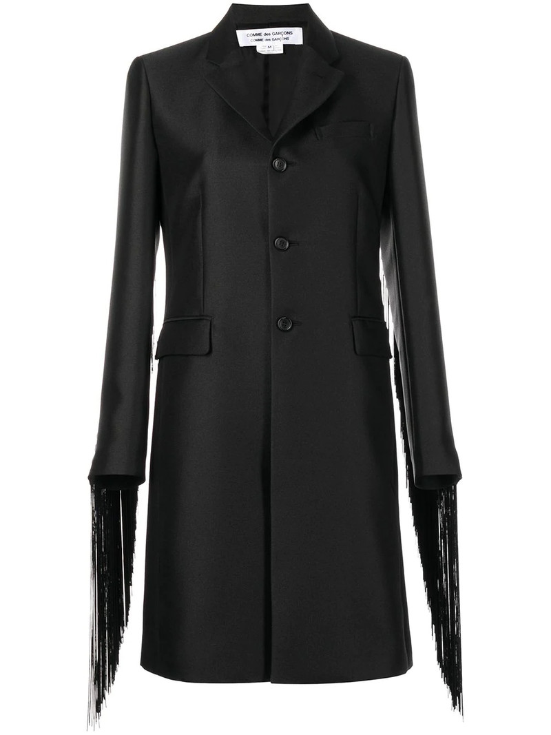 fringe-sleeve single-breasted coat 1