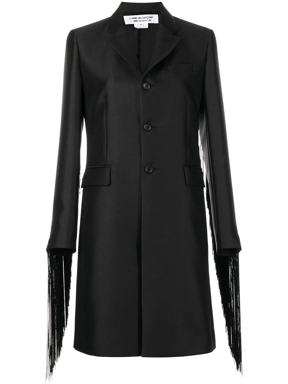 fringe-sleeve single-breasted coat - 1