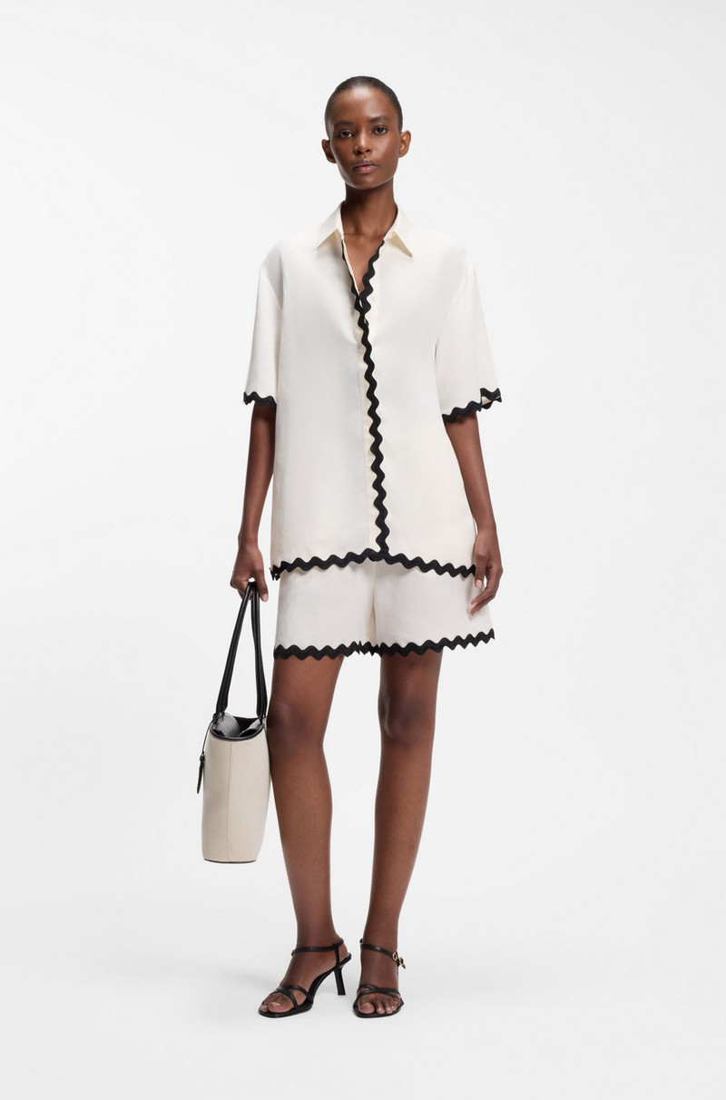 HUGO RELAXED-FIT BLOUSE WITH CONTRAST ZIGZAG TAPE outlook