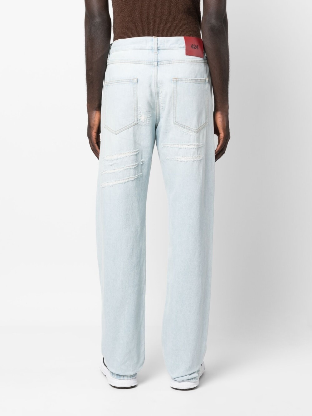 distressed-effect straight-leg jeans - 4