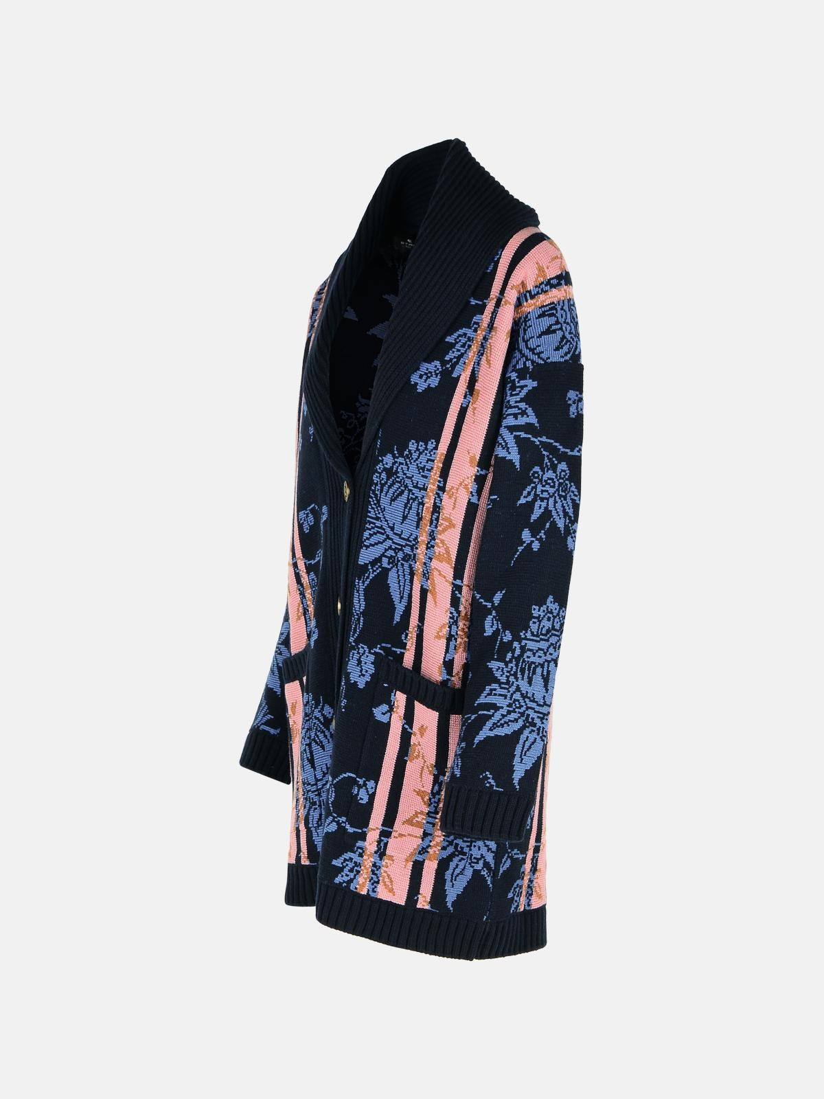BLUE WOOL BLEND CARDIGAN - 2