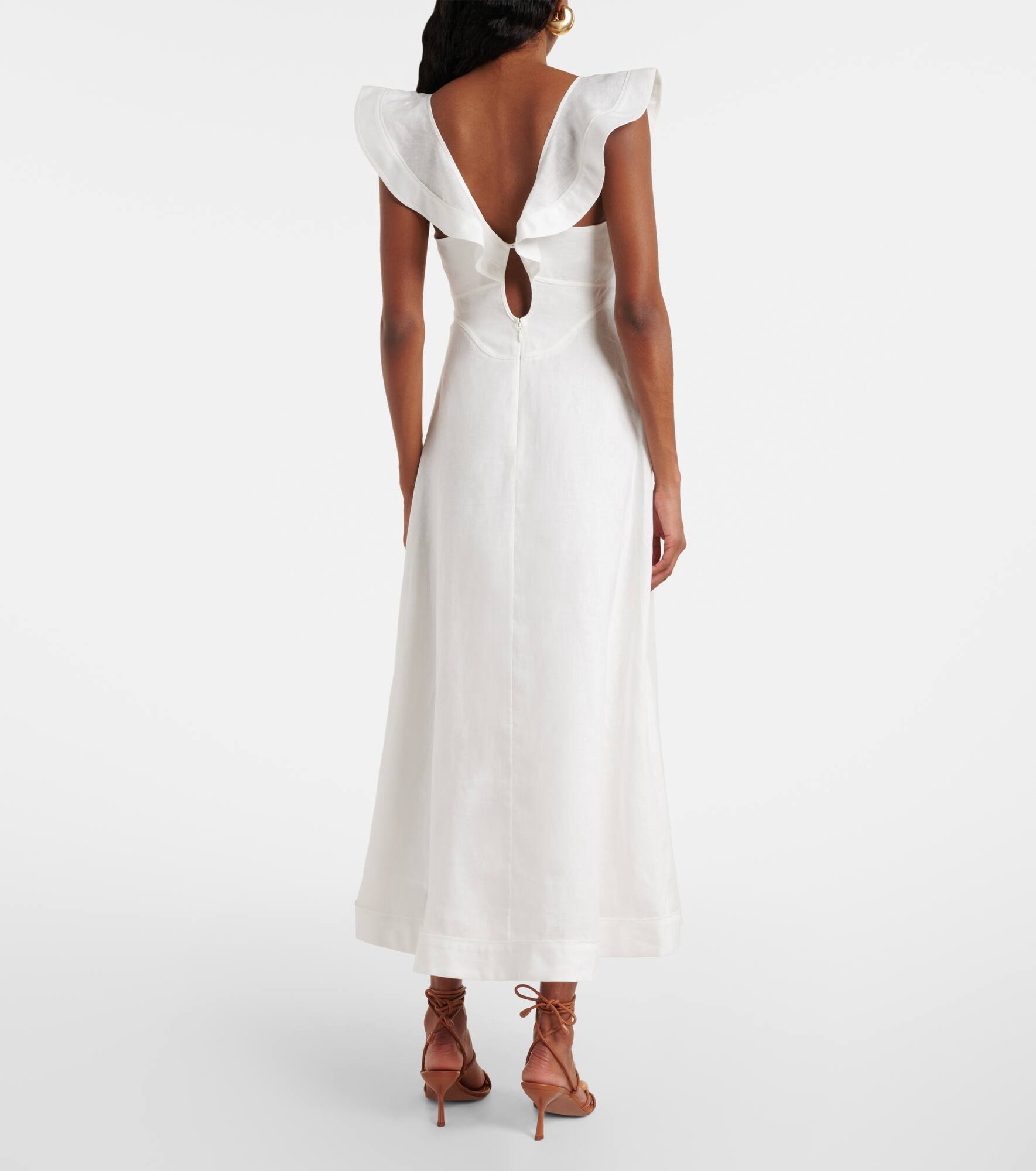 Rhiannon ruffled linen midi dress - 3
