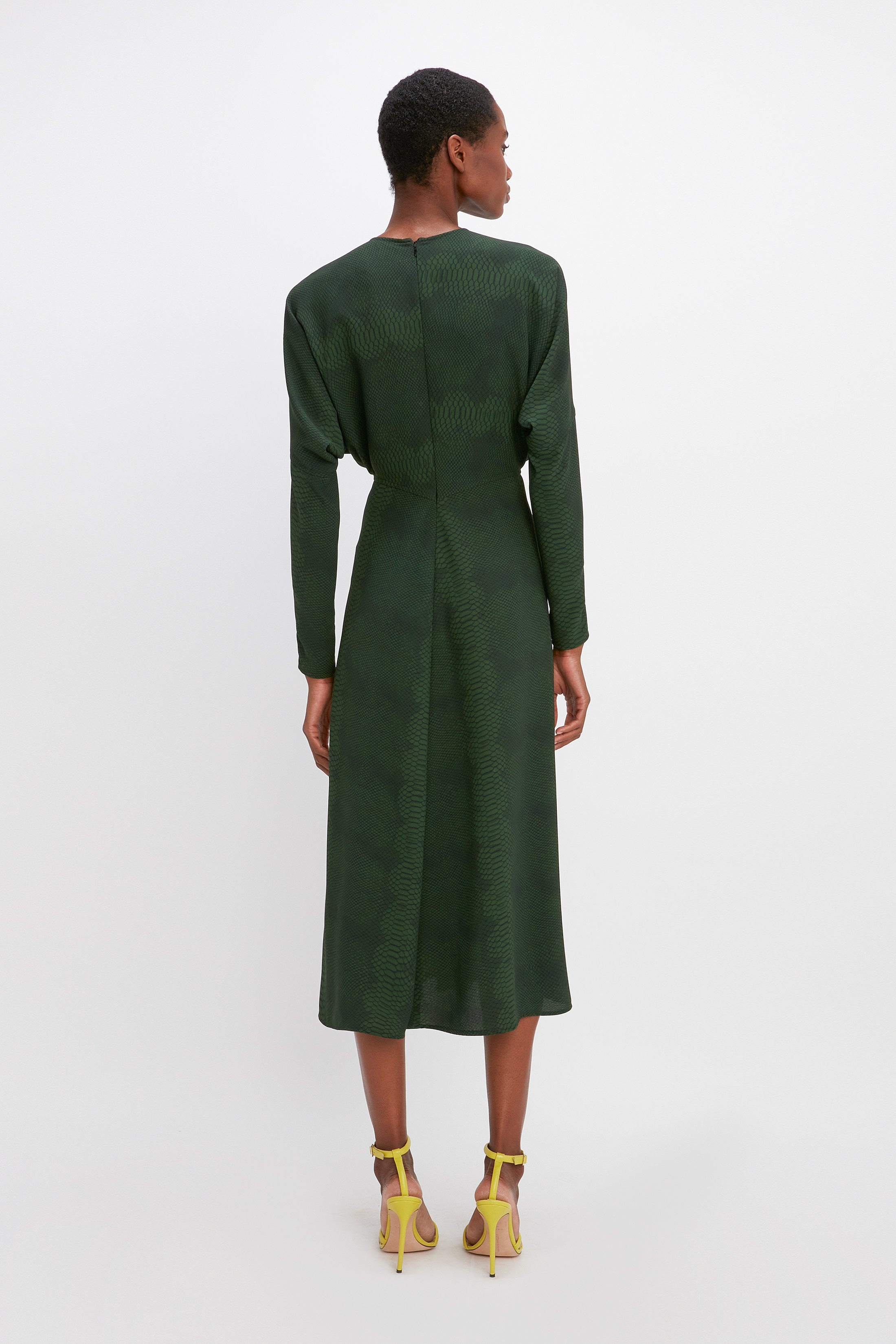 Dolman Midi Dress in Green Snake - 5