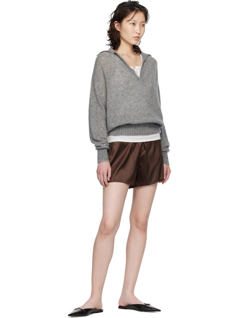 TOM FORD Brown Stretch Silk Satin Boxer Shorts outlook