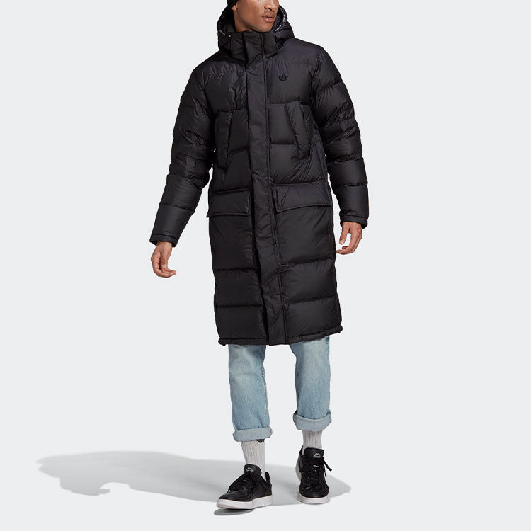 adidas originals Long Dwn Jkt Casual Sports Stay Warm hooded down Jacket Black GE1335 - 3