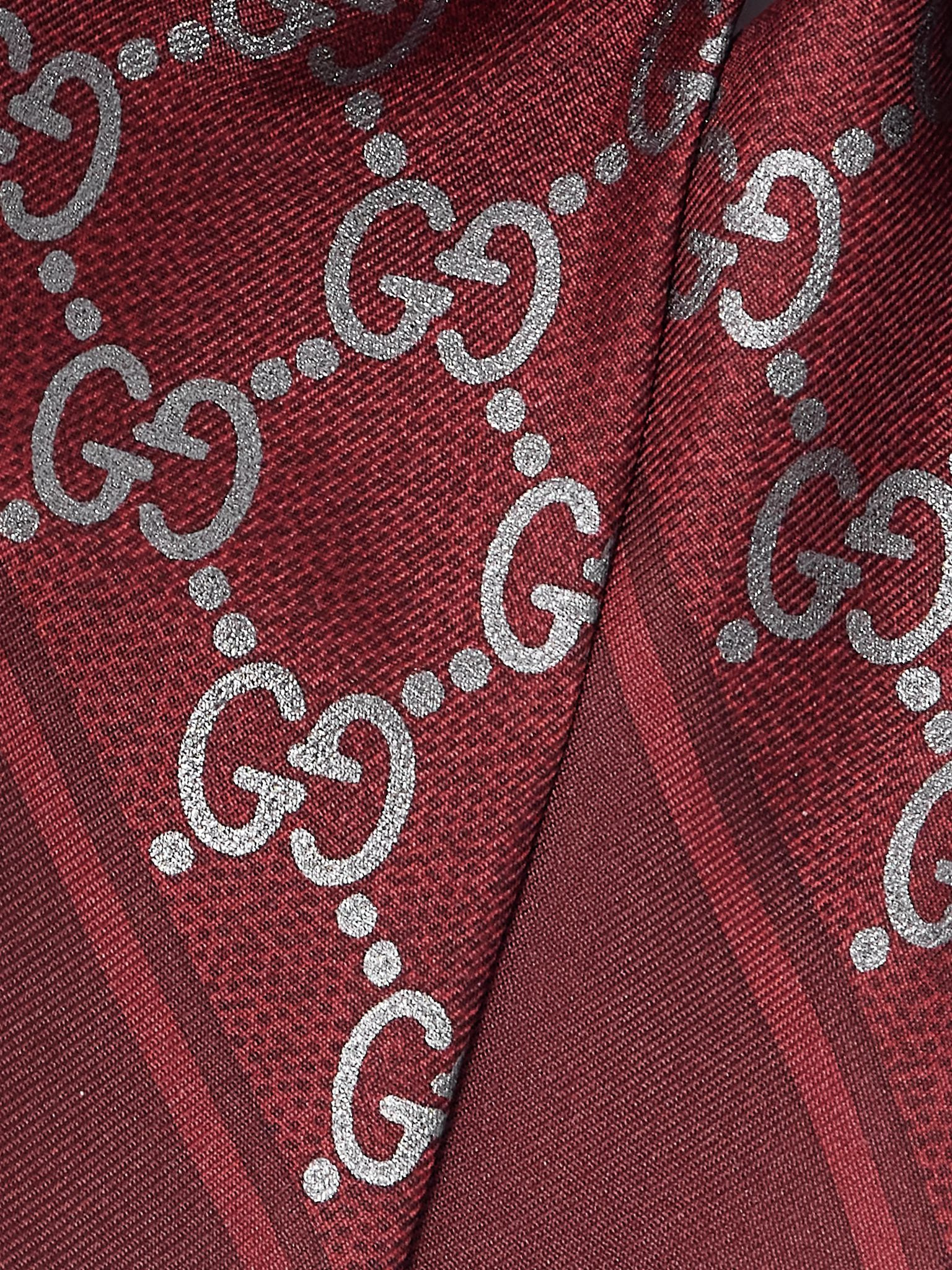 Printed silk-twill scarf Burgundy - 3
