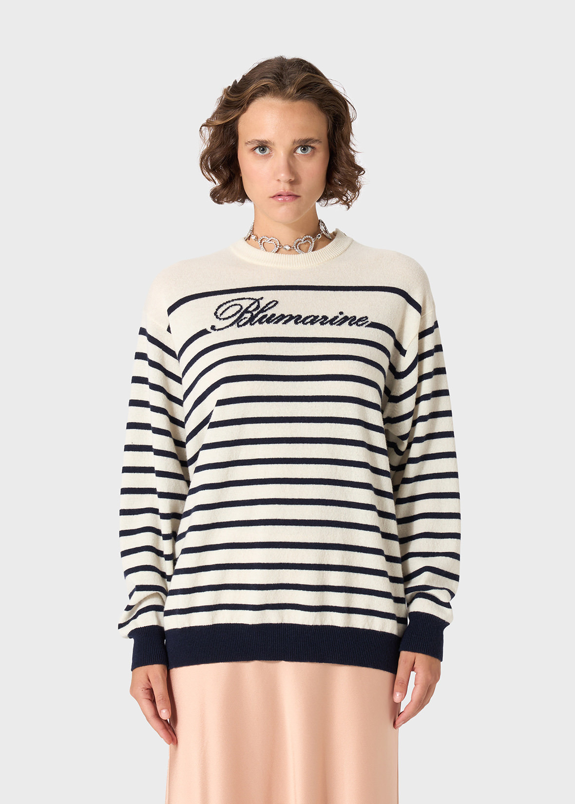 MARINIÈRE WOOL SWEATER WITH BLUMARINE LOGO - 3