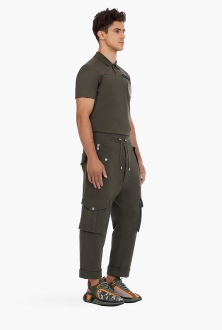 Khaki cotton cargo sweatpants - 7