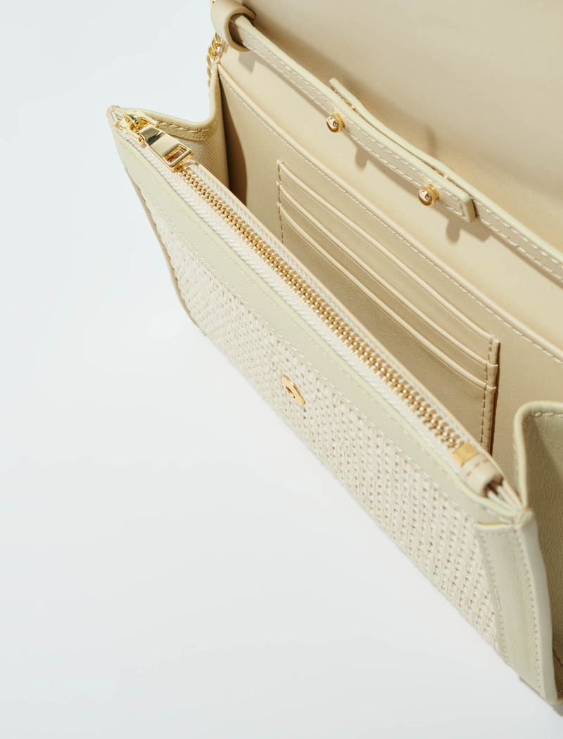 maje Raffia-effect clutch bag with chain outlook