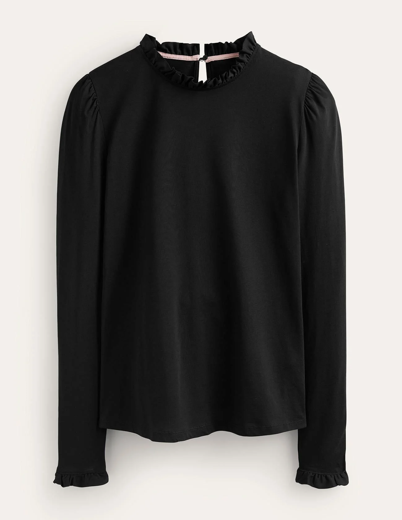 Supersoft Frill Detail Top-Black - 1