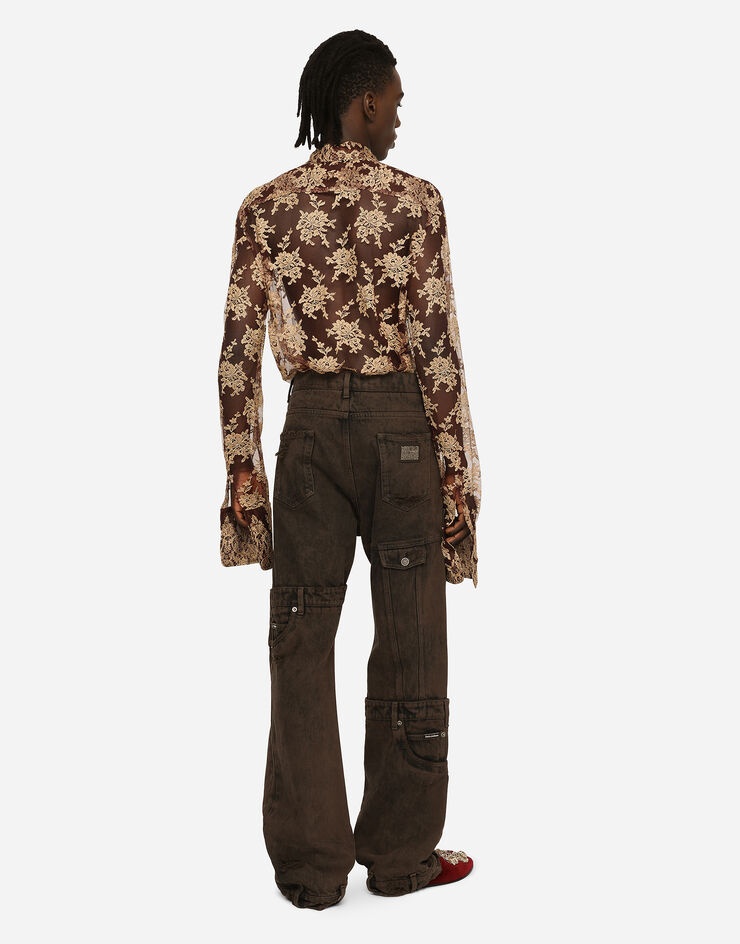 Overdyed patchwork denim jeans - 3